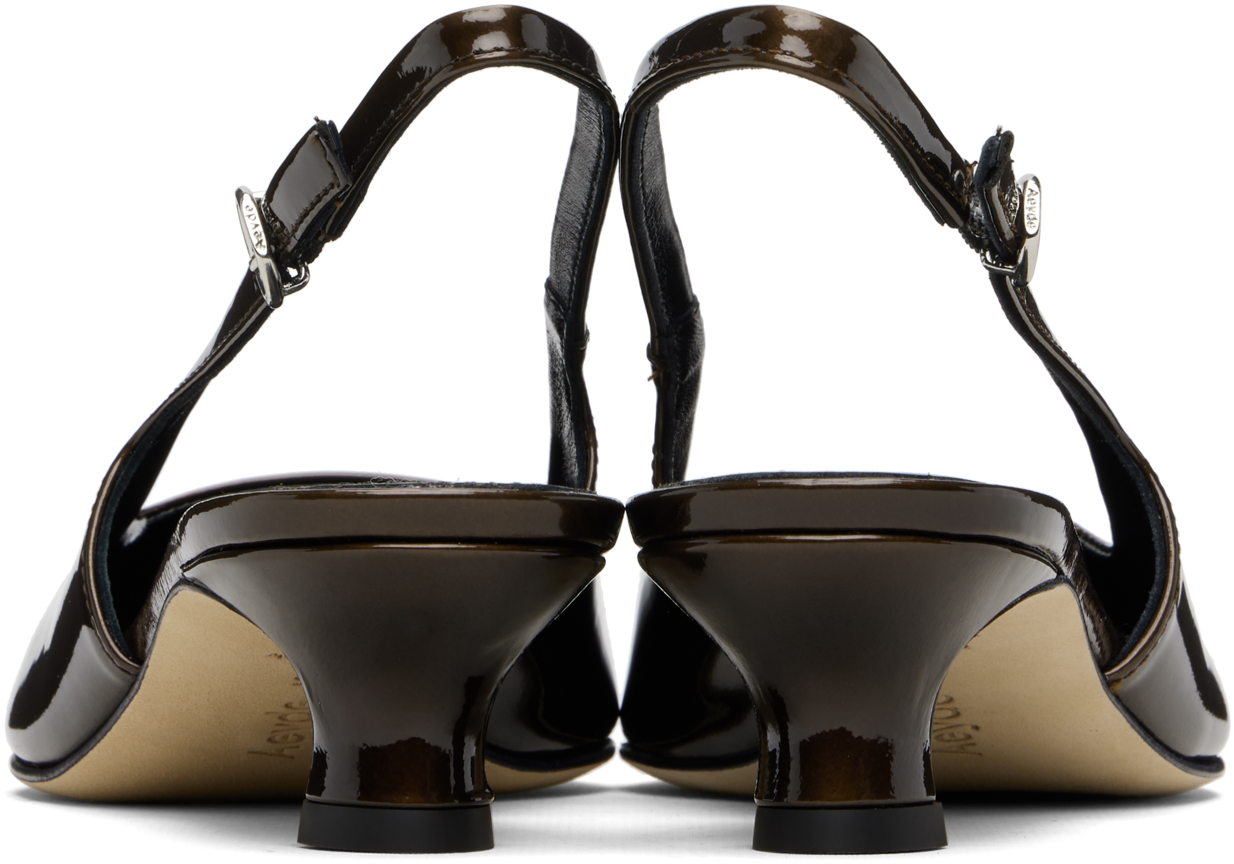 Aeyde Brown Catrina Patent Leather Heels In Black
