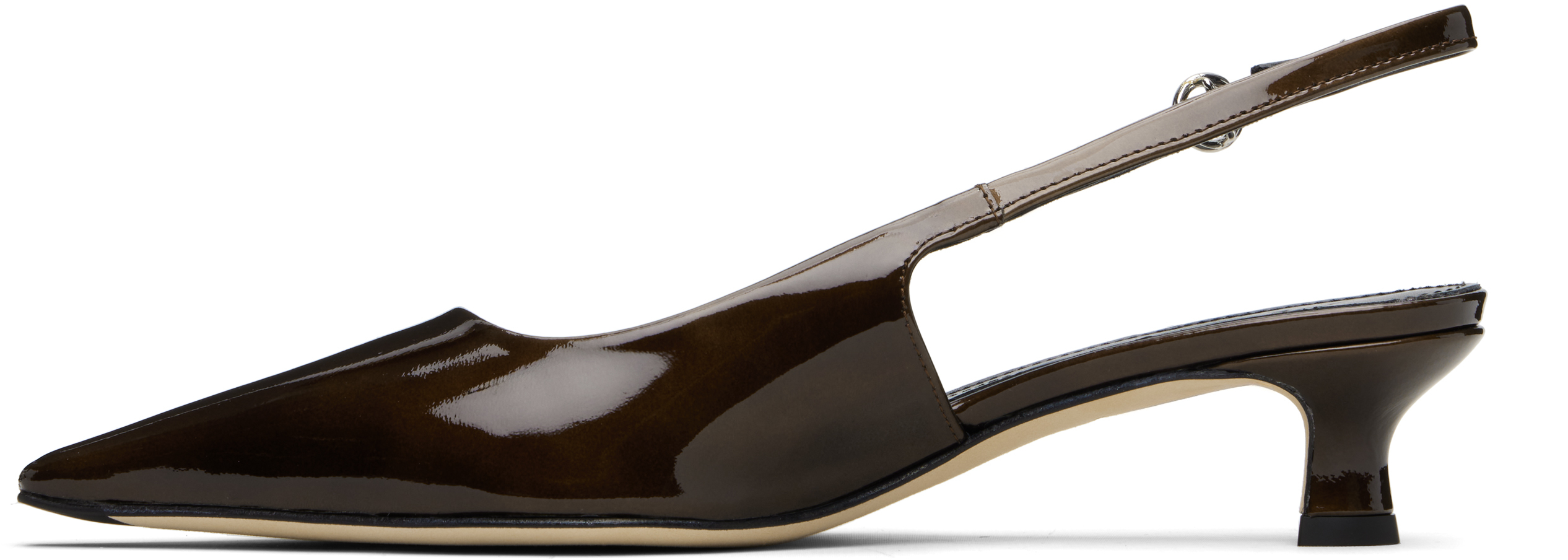 Aeyde Brown Catrina Patent Leather Heels In Black