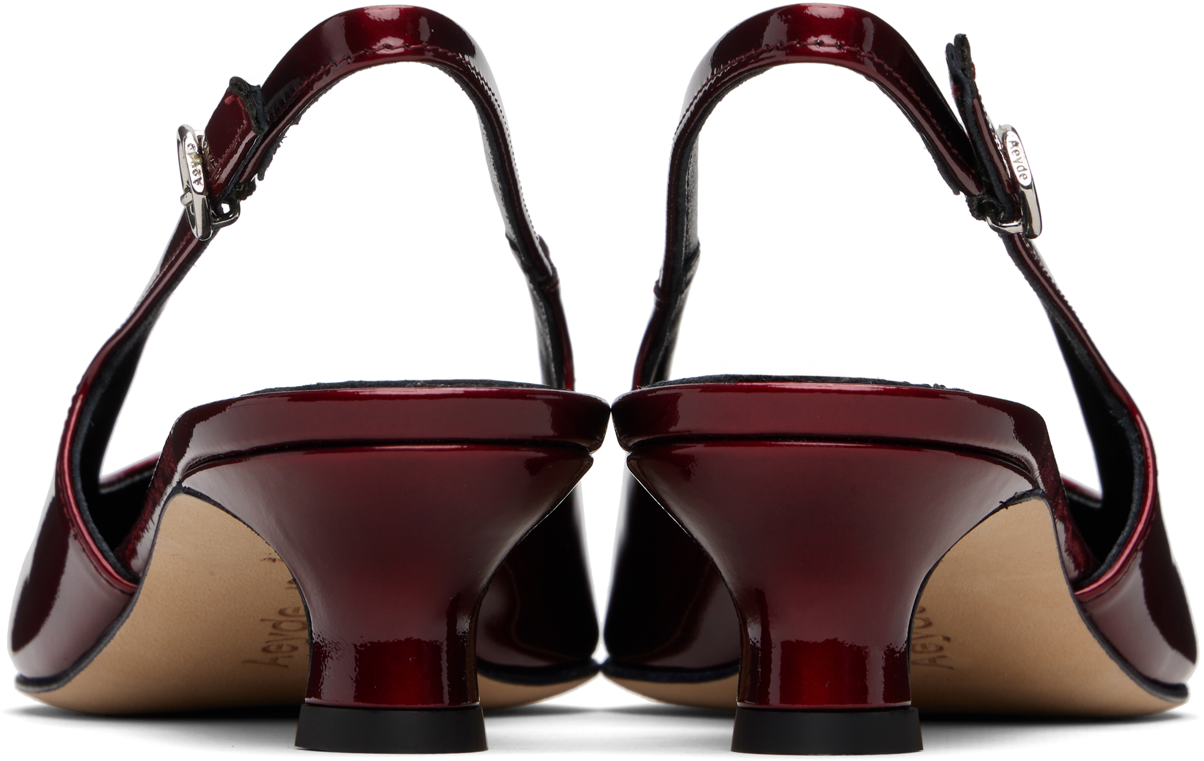 Aeyde Burgundy Catrina Patent Leather Heels In Red