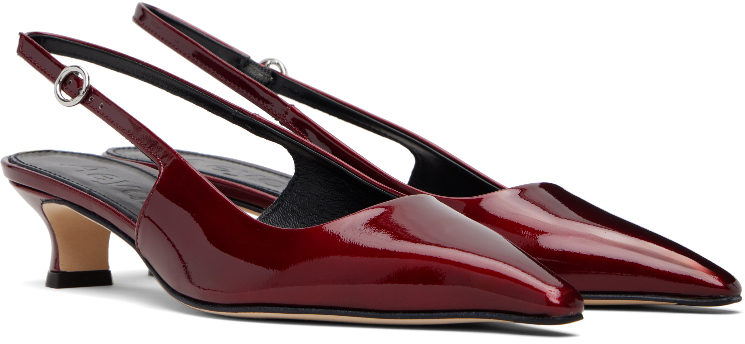 Aeyde Burgundy Catrina Patent Leather Heels In Red