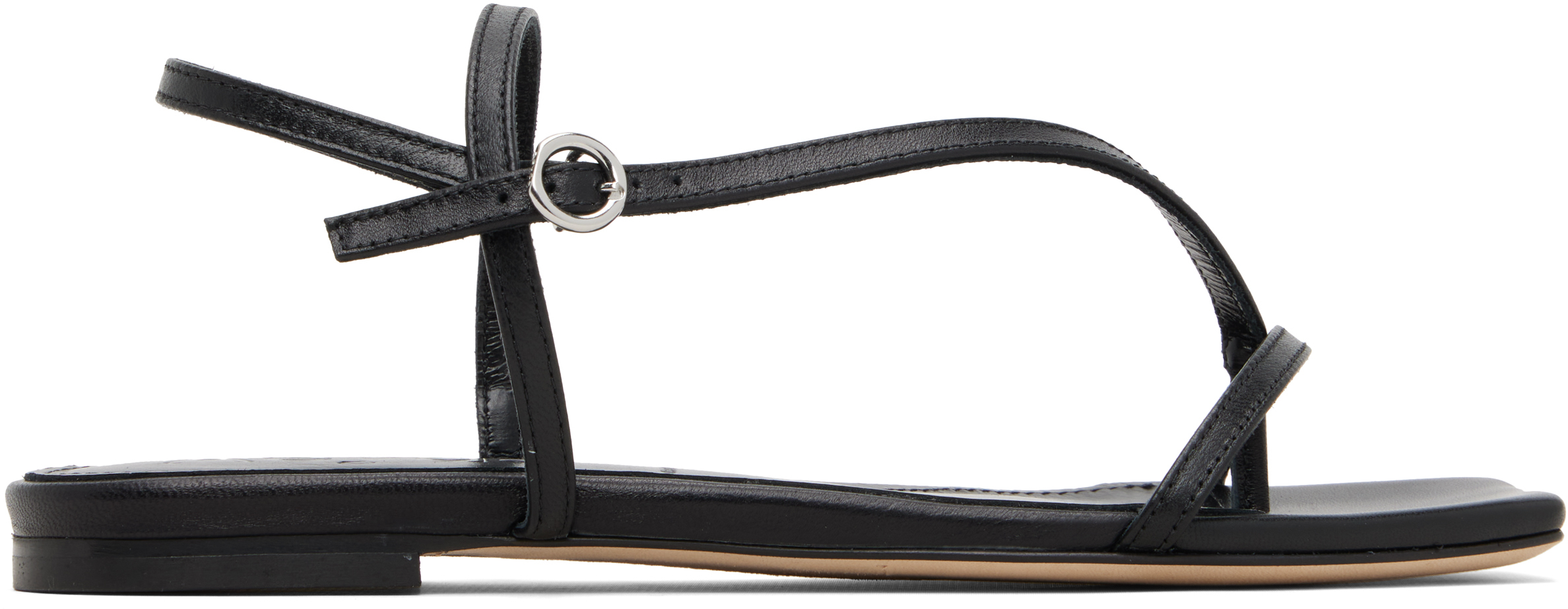 Aeyde Black Ella Square-Toe Sandals