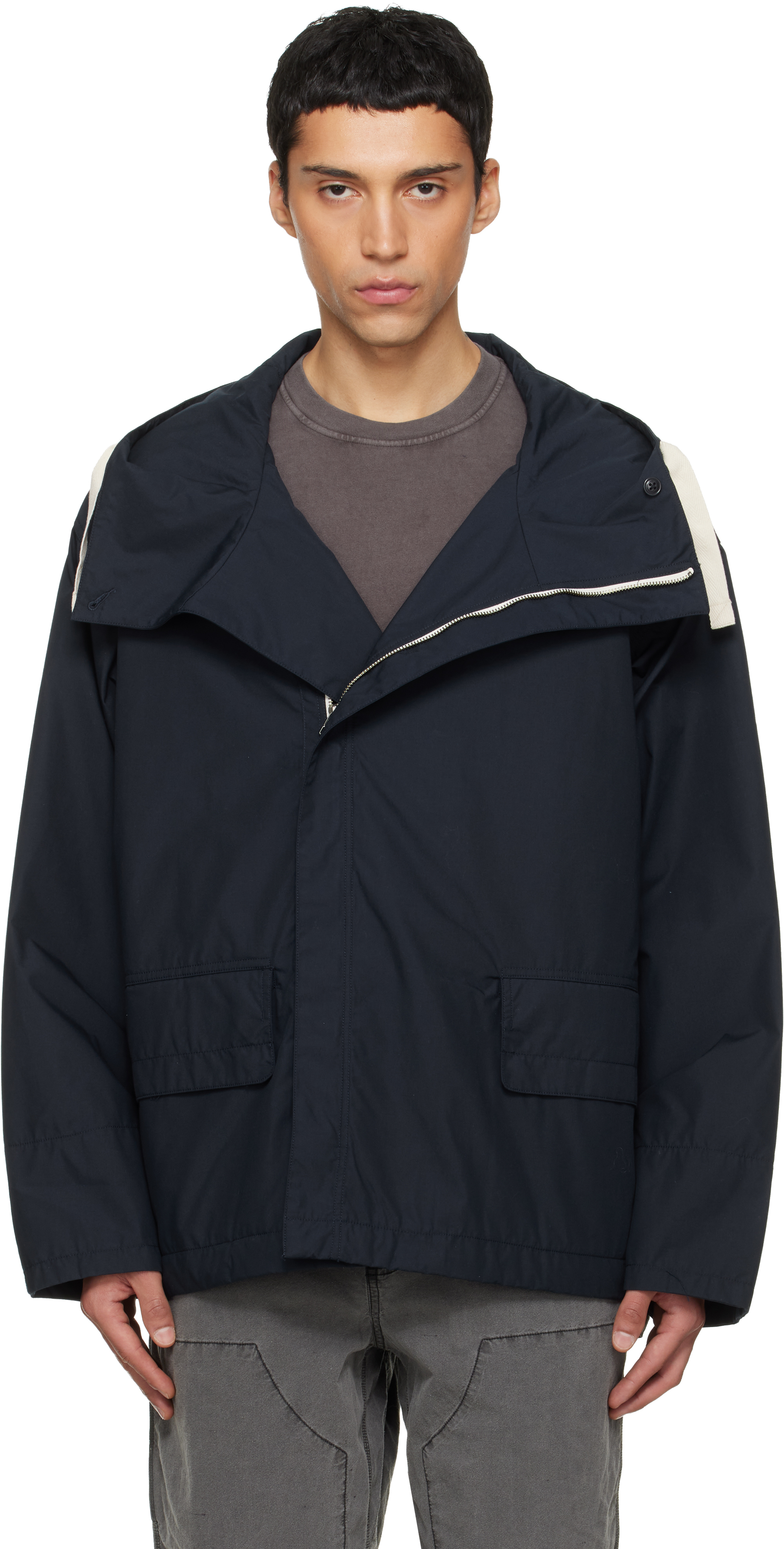 ジャケット・アウター nanamica Hooded Deck Jacket nevy L nanamica: Navy Hooded Deck Jacket | SSENSE Canada