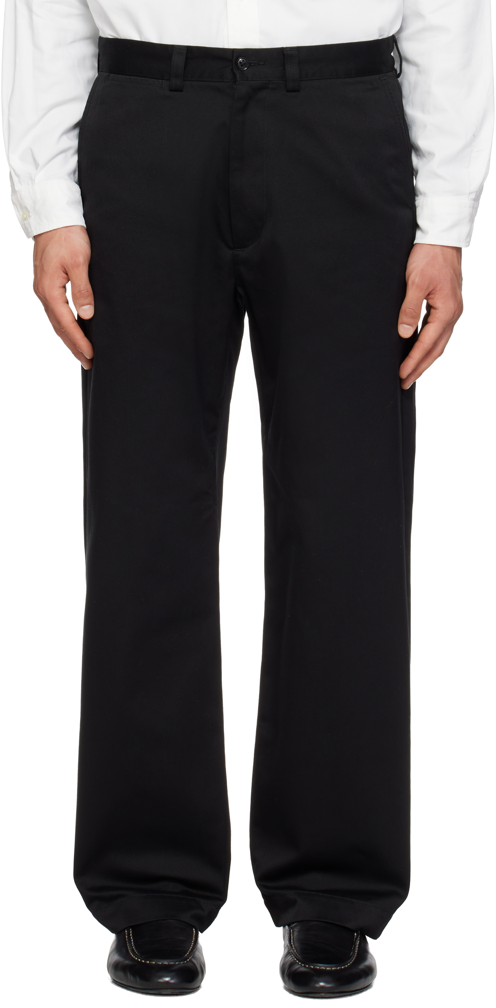 nanamica: Black Wide Straight Chino Trousers | SSENSE