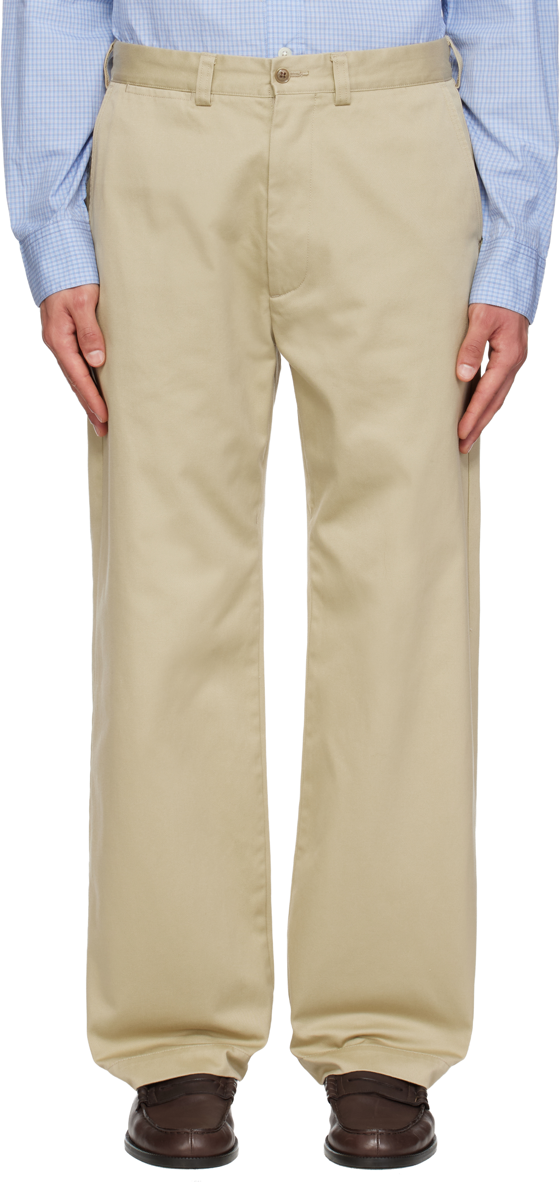 nanamica: Khaki Wide Straight Chino Trousers | SSENSE