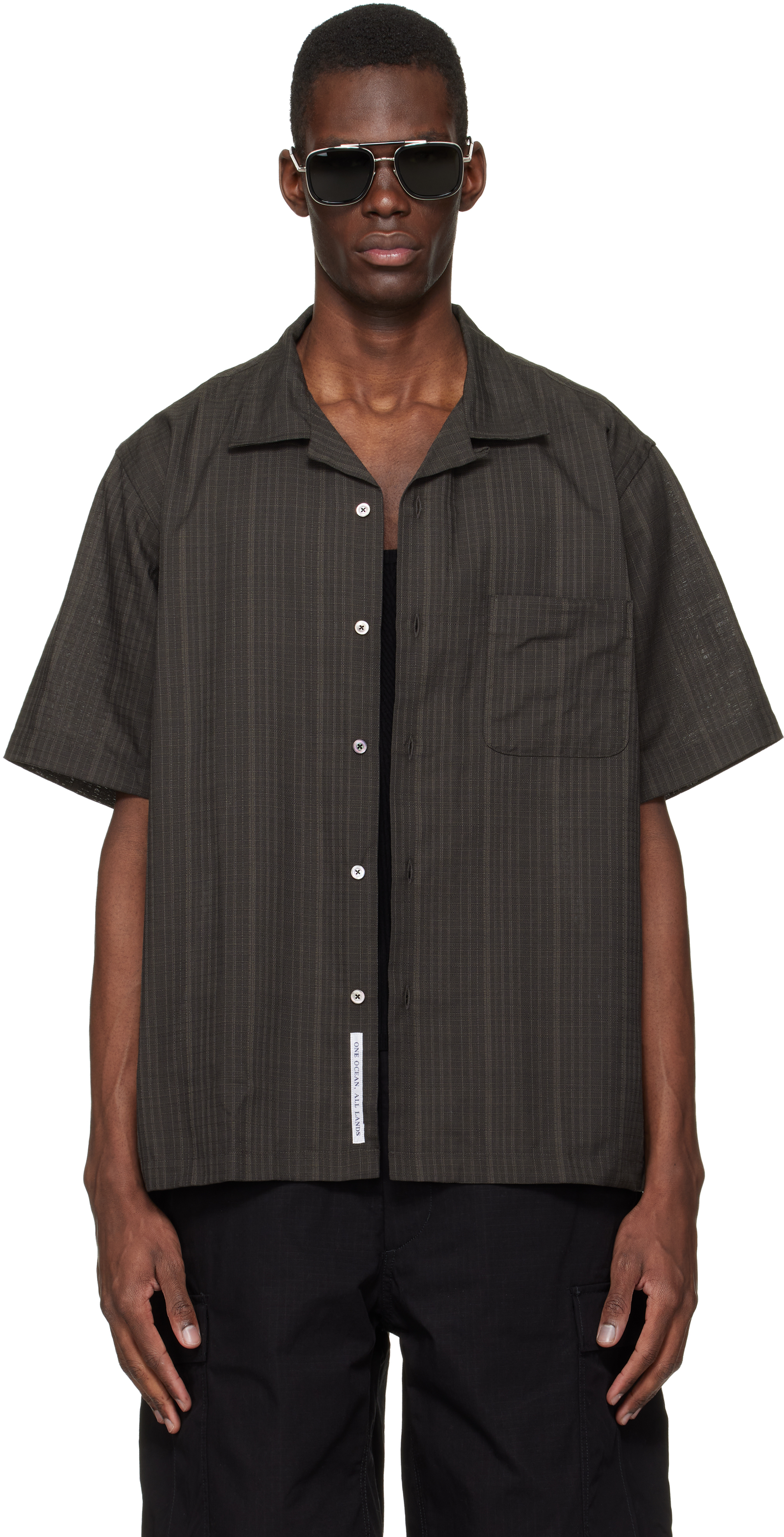 Gray Open Collar Panama S/S Shirt by nanamica on Sale