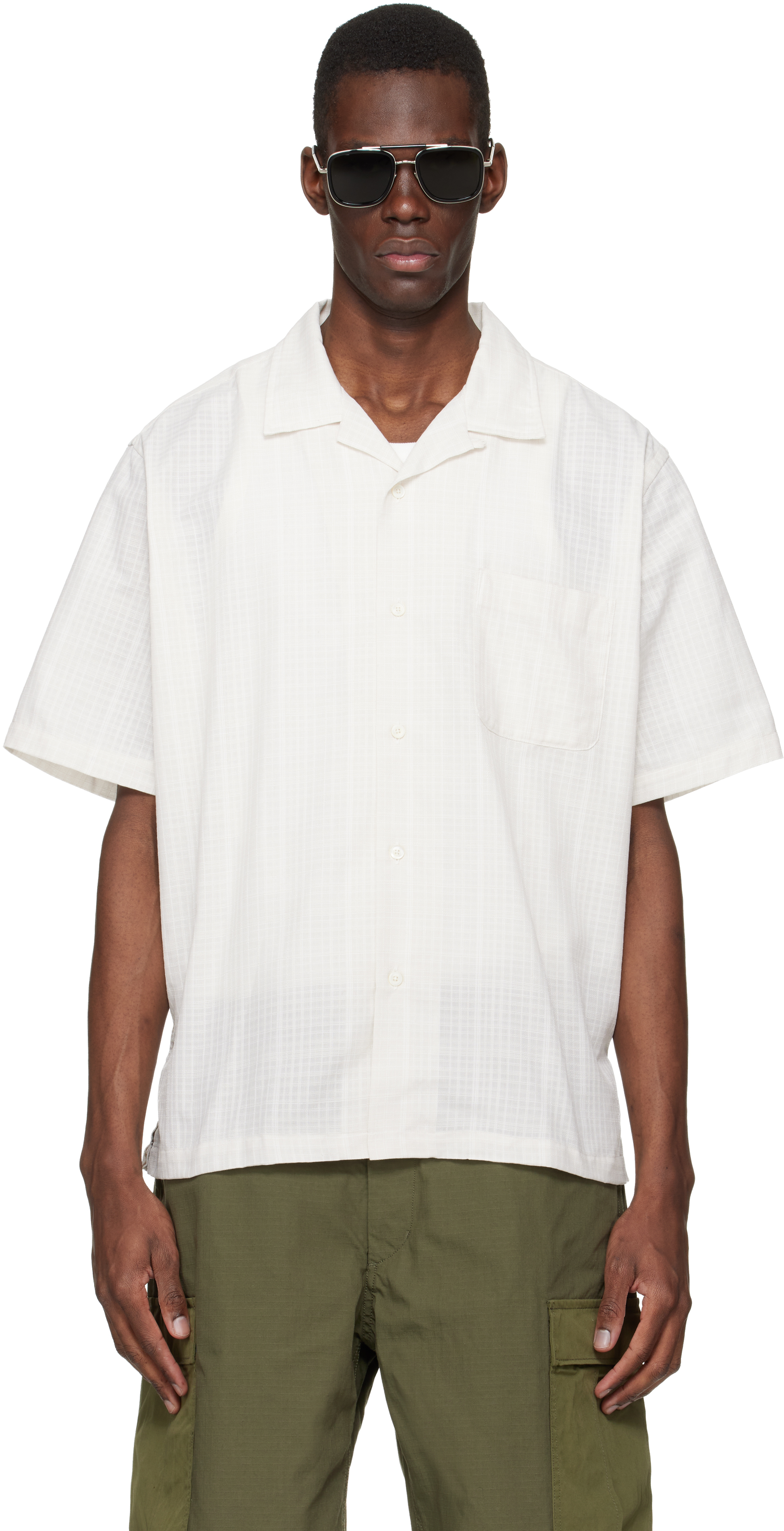 Off-White Open Collar Panama S/S Shirt by nanamica on Sale