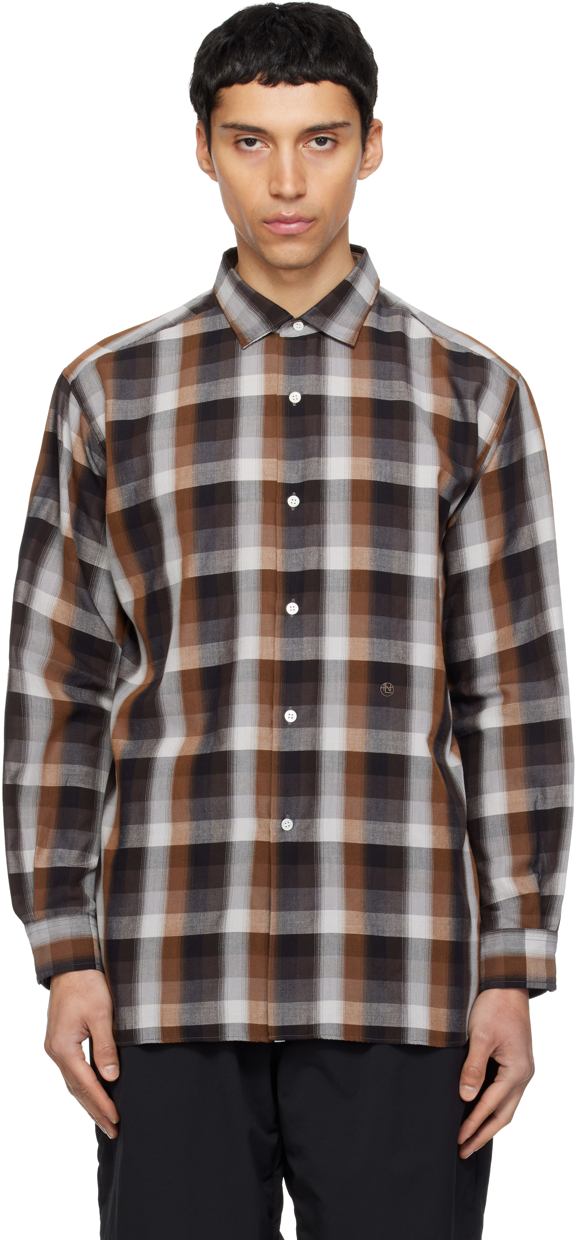 nanamica: Brown Regular Collar Wind Shirt | SSENSE