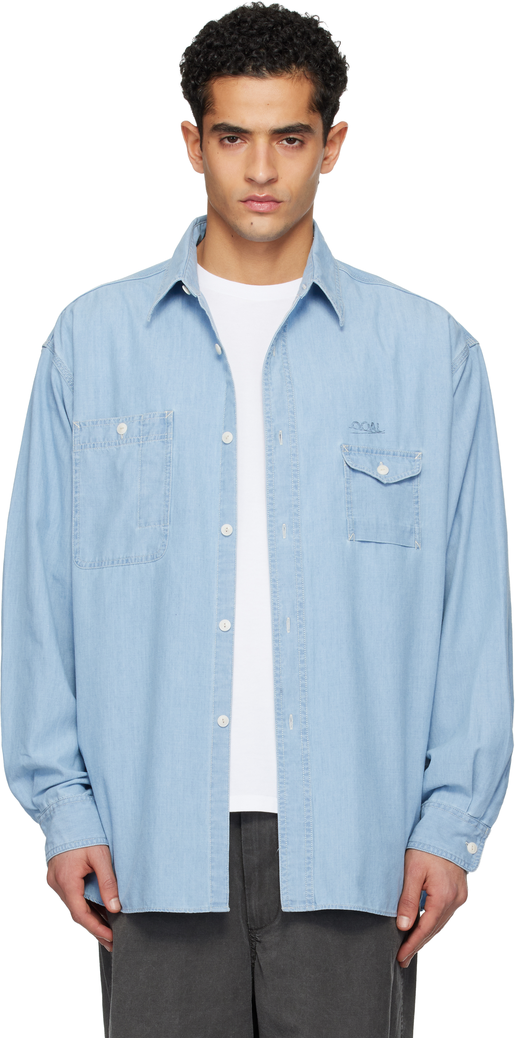 Blue OOAL Regular Collar Chambray Shirt by nanamica on Sale