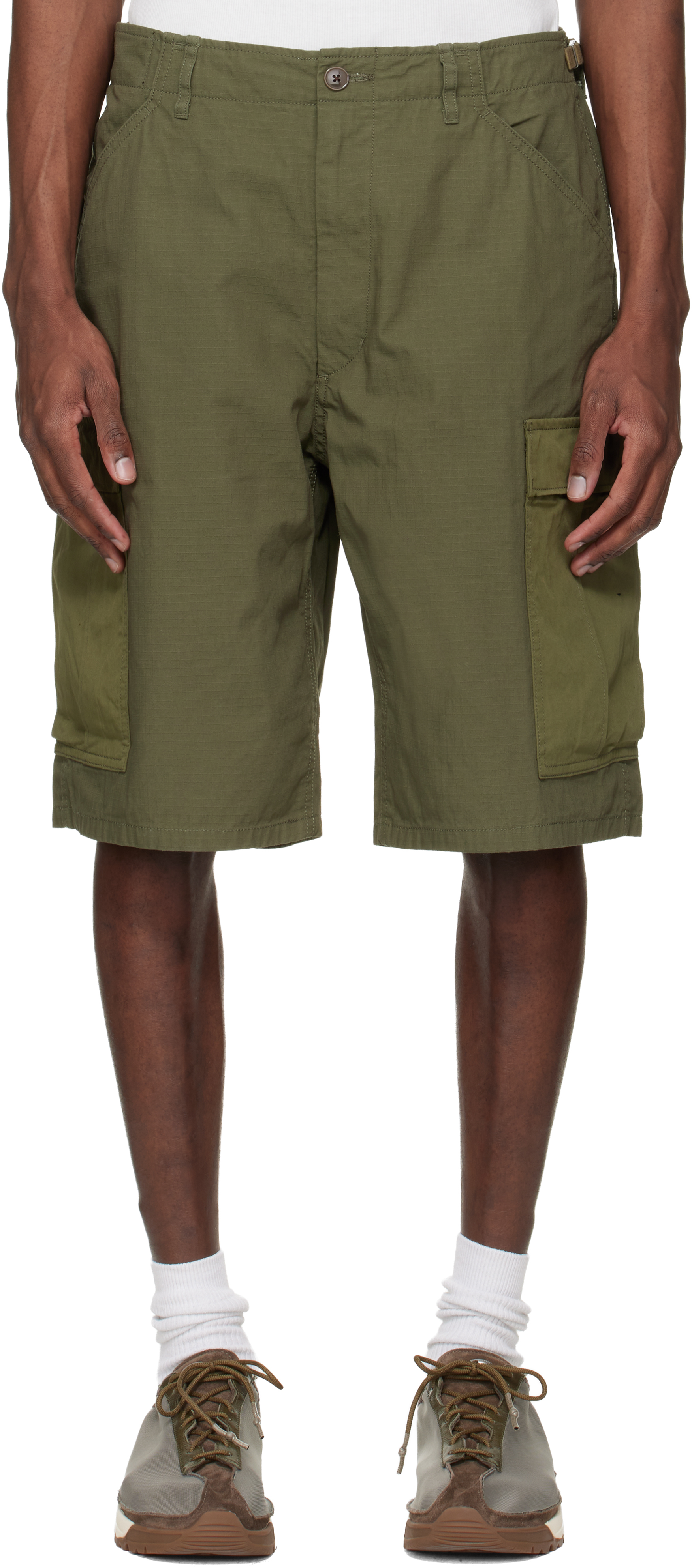 nanamica: Khaki Ripstop Cargo Shorts | SSENSE nanamica: Khaki Ripstop Cargo Shorts | SSENSE