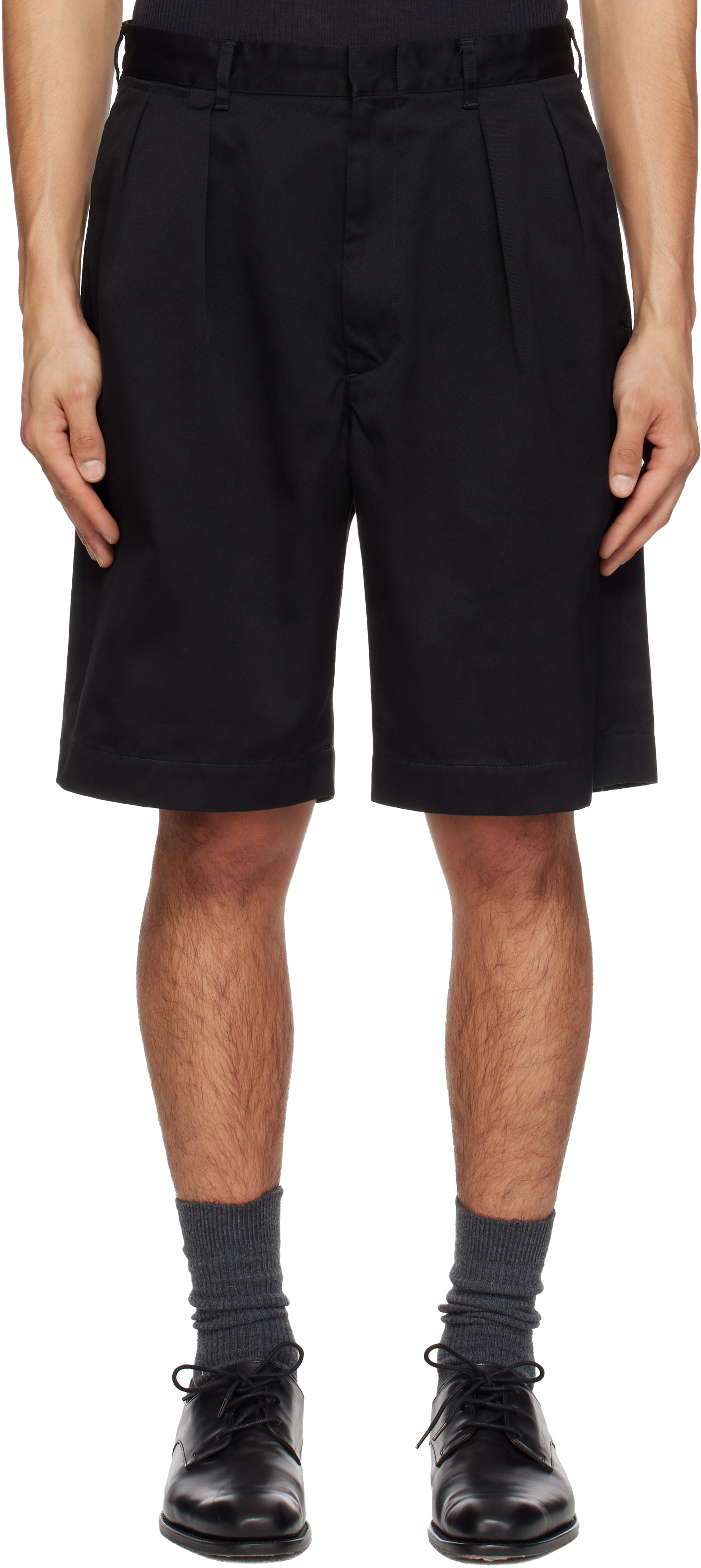 nanamica: Black Double Pleated Chino Shorts | SSENSE