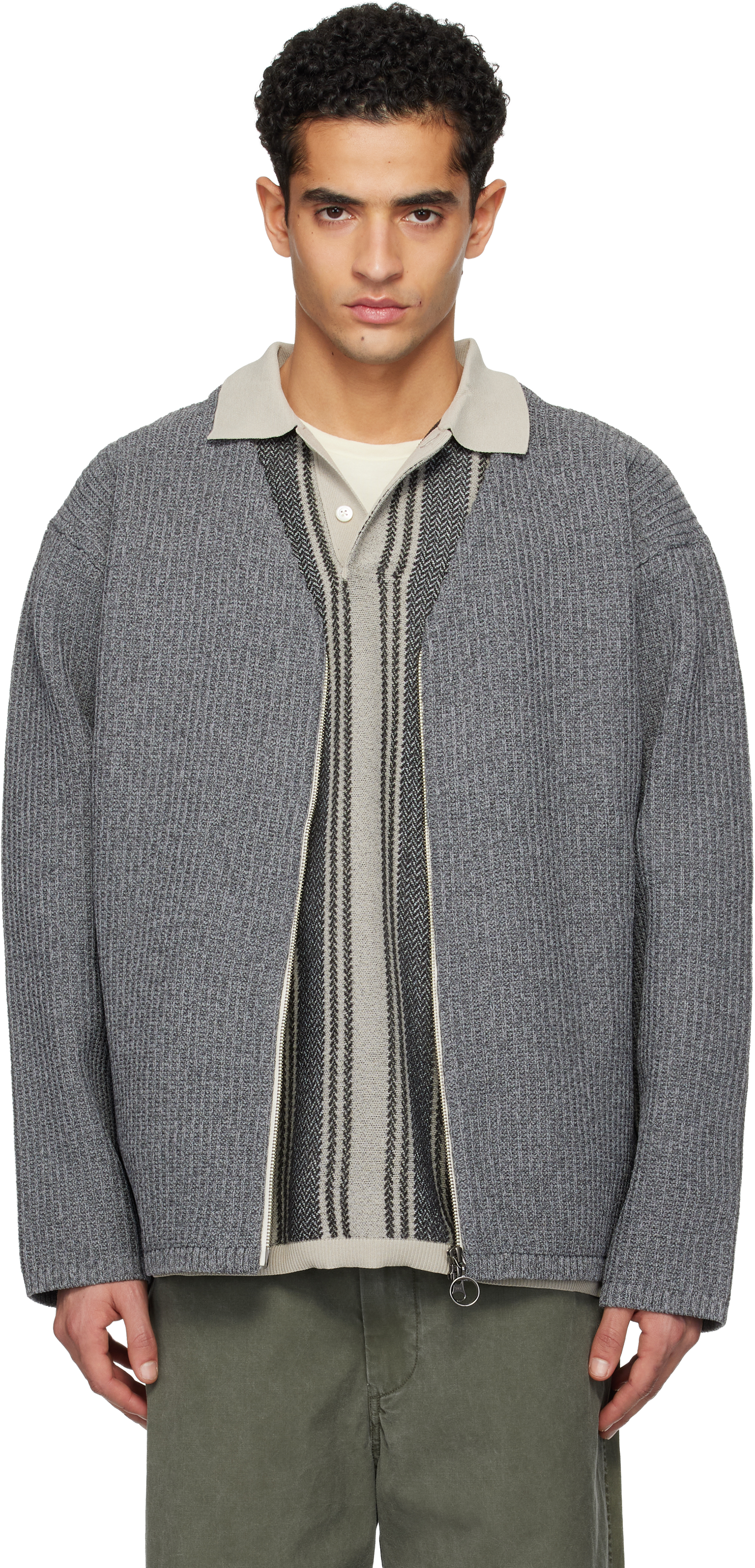 Gray OOAL 5G Zip Cardigan by nanamica on Sale