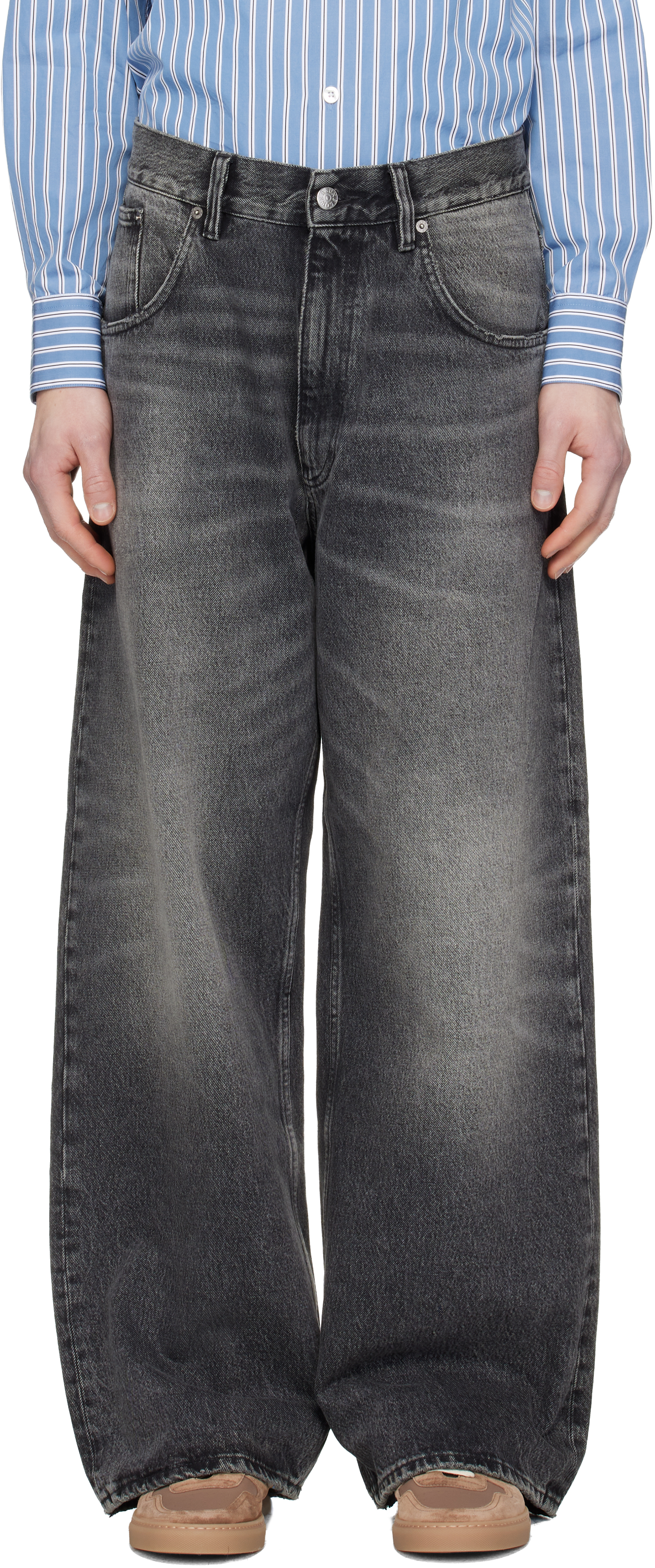 Sunflower: ブラック スーパーワイド ジーンズ | SSENSE 日本