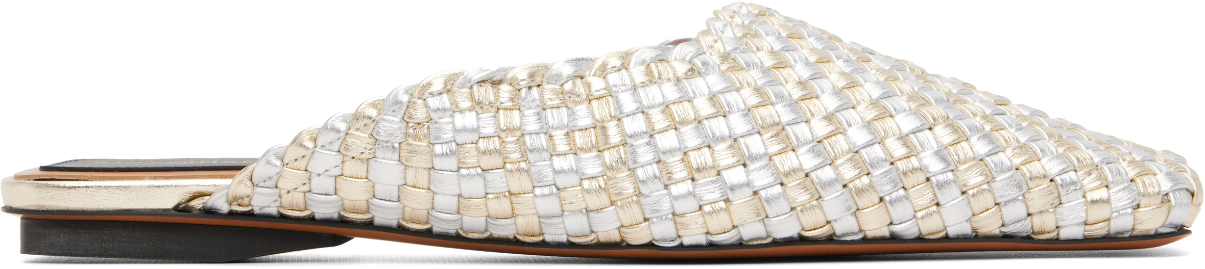 Stella McCartney Silver & Gold Metallic Woven Slip-on Loafers