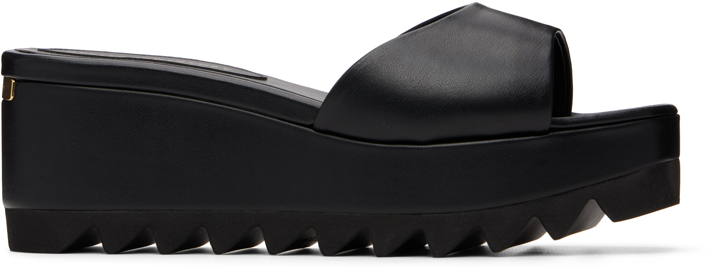 Black Sneak-Elyse Wedge Slide Sandals by Stella McCartney on  STELLA MCCARTNEY BLACK PLATFORM WEDGED main image 0