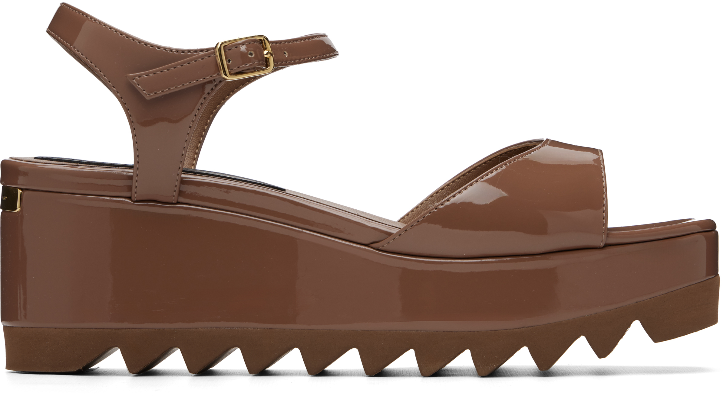 Stella McCartney Brown Elyse Patent Platform Sandals