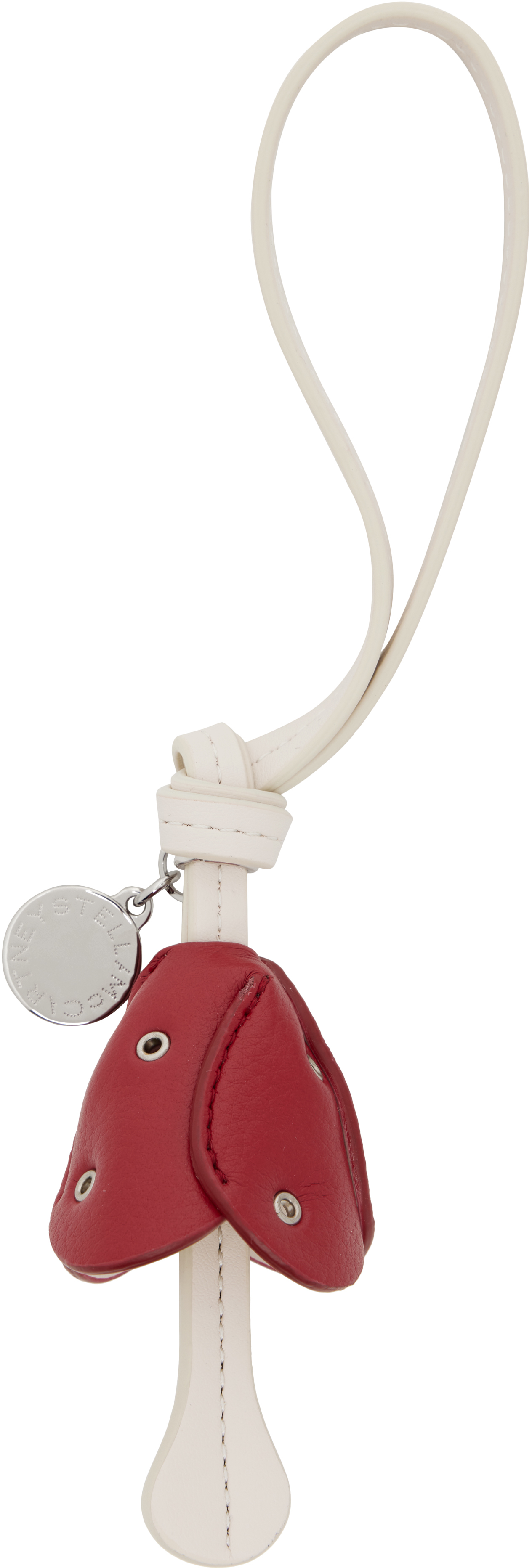 Stella Mccartney Red & Off-white Mushroom Charm Keychain In Metallic