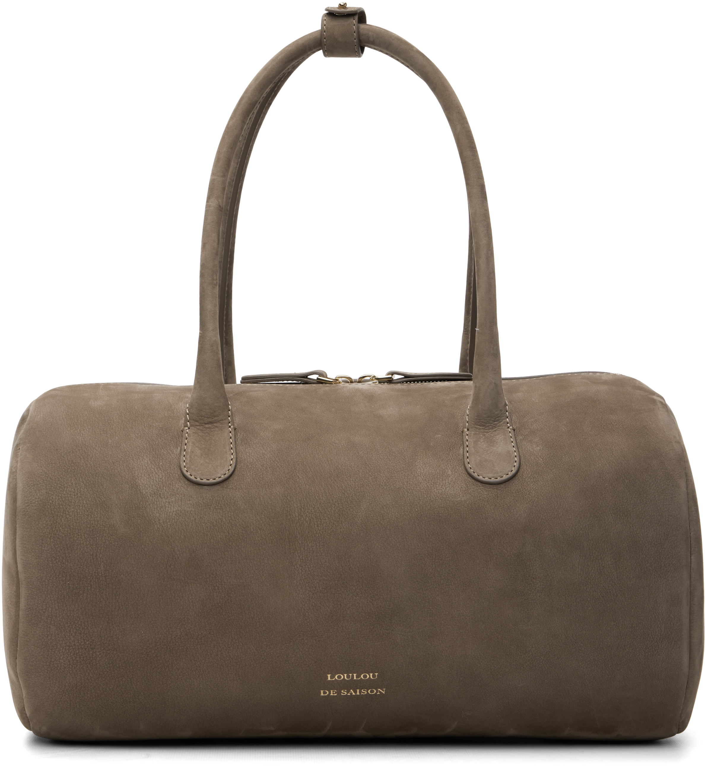 Loulou de Saison: Taupe CLAUS Cylindric Leather Bag | SSENSE