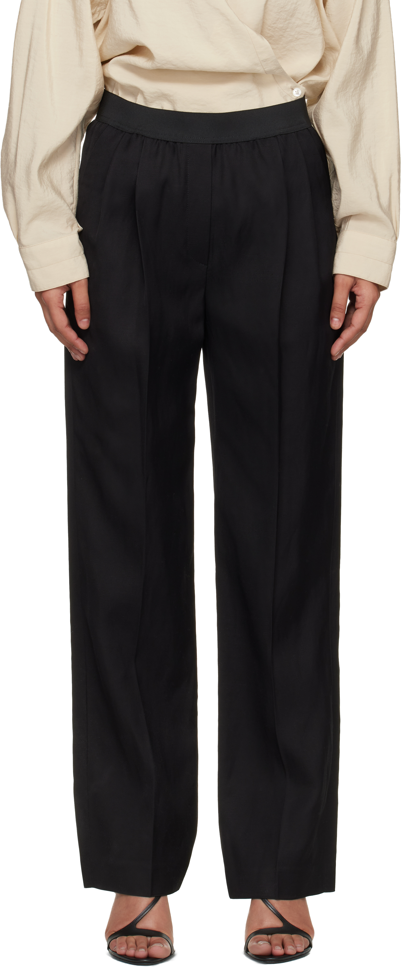 Loulou de Saison Black Takaroa LDS Elasticated Waistband Trousers