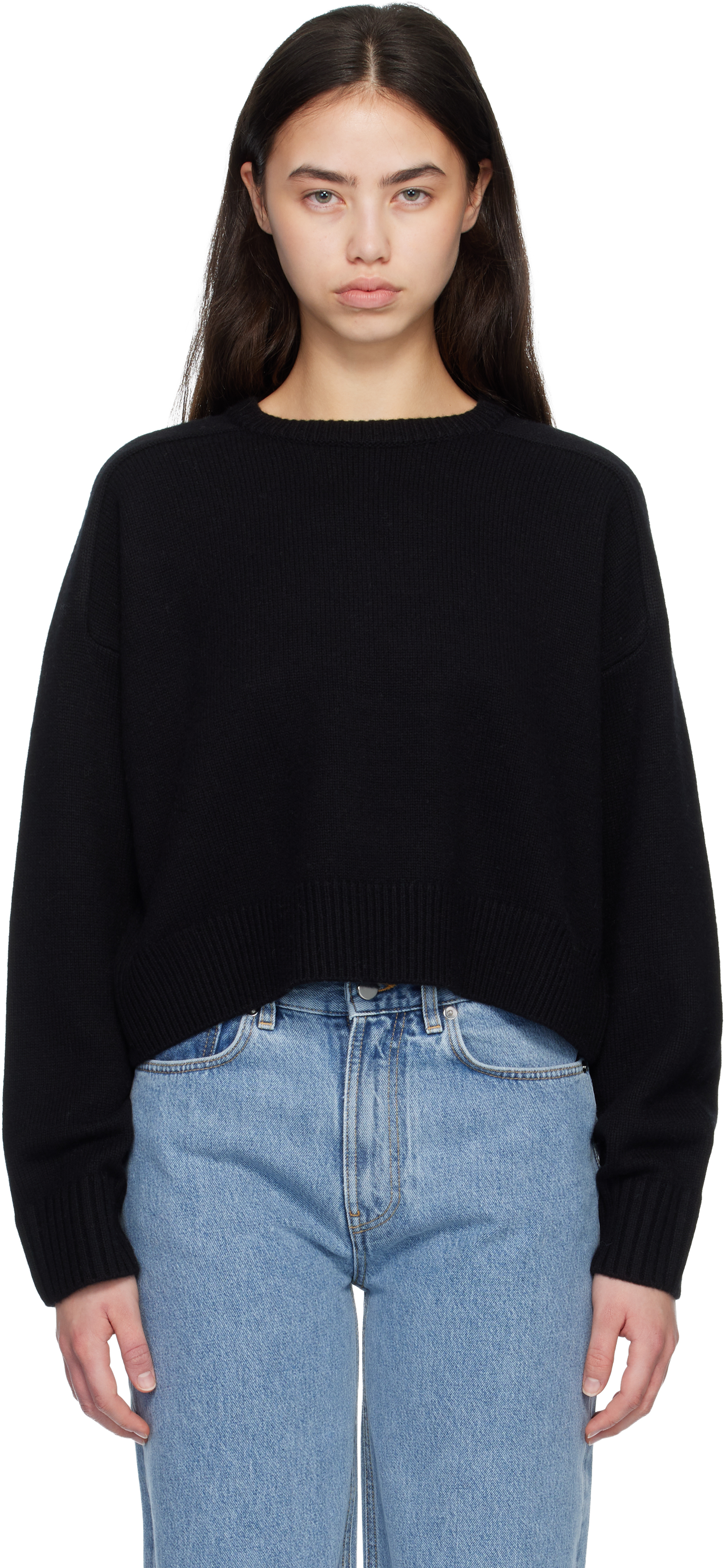 Loulou de Saison: Black BRUZZI LDS Cropped Sweater | SSENSE