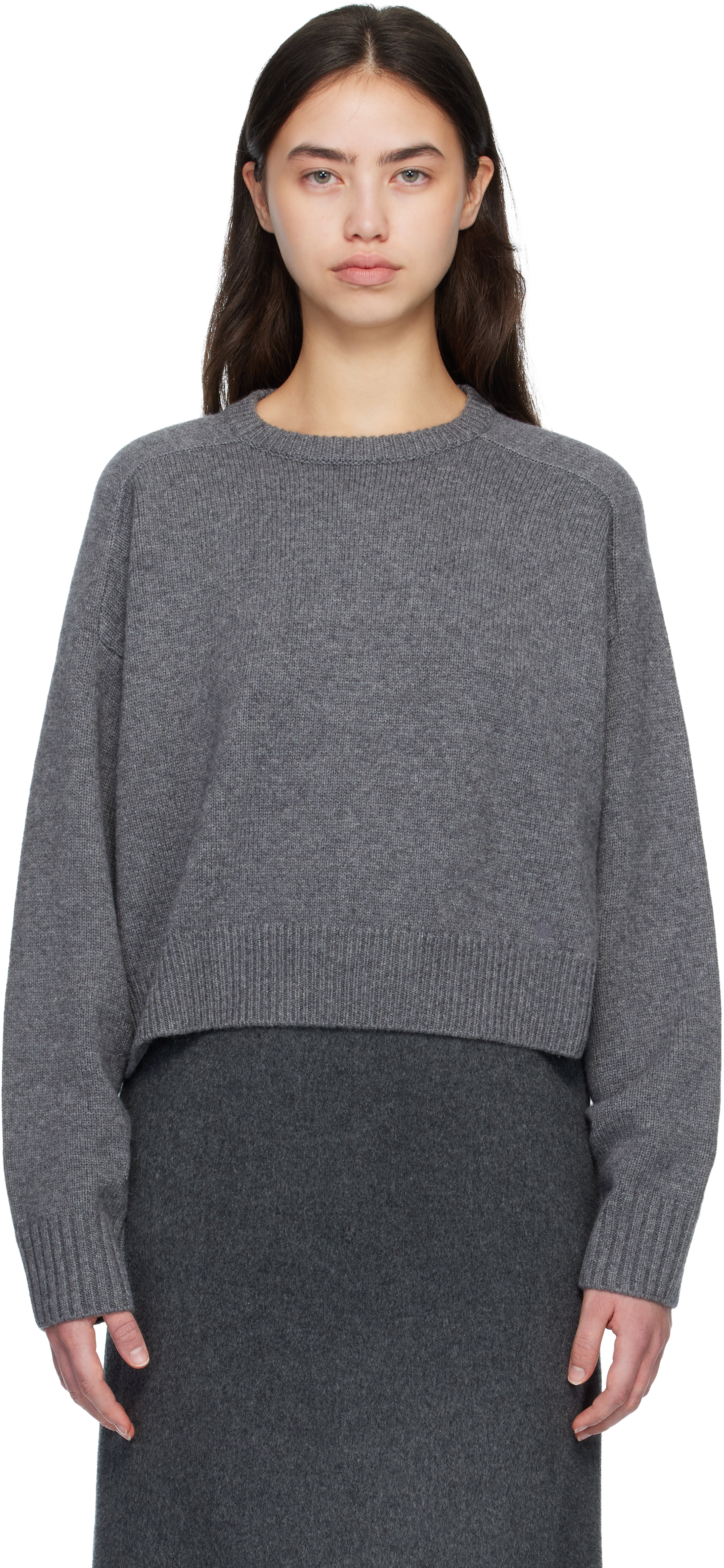 Loulou de Saison: Gray BRUZZI LDS Cropped Sweater | SSENSE Canada