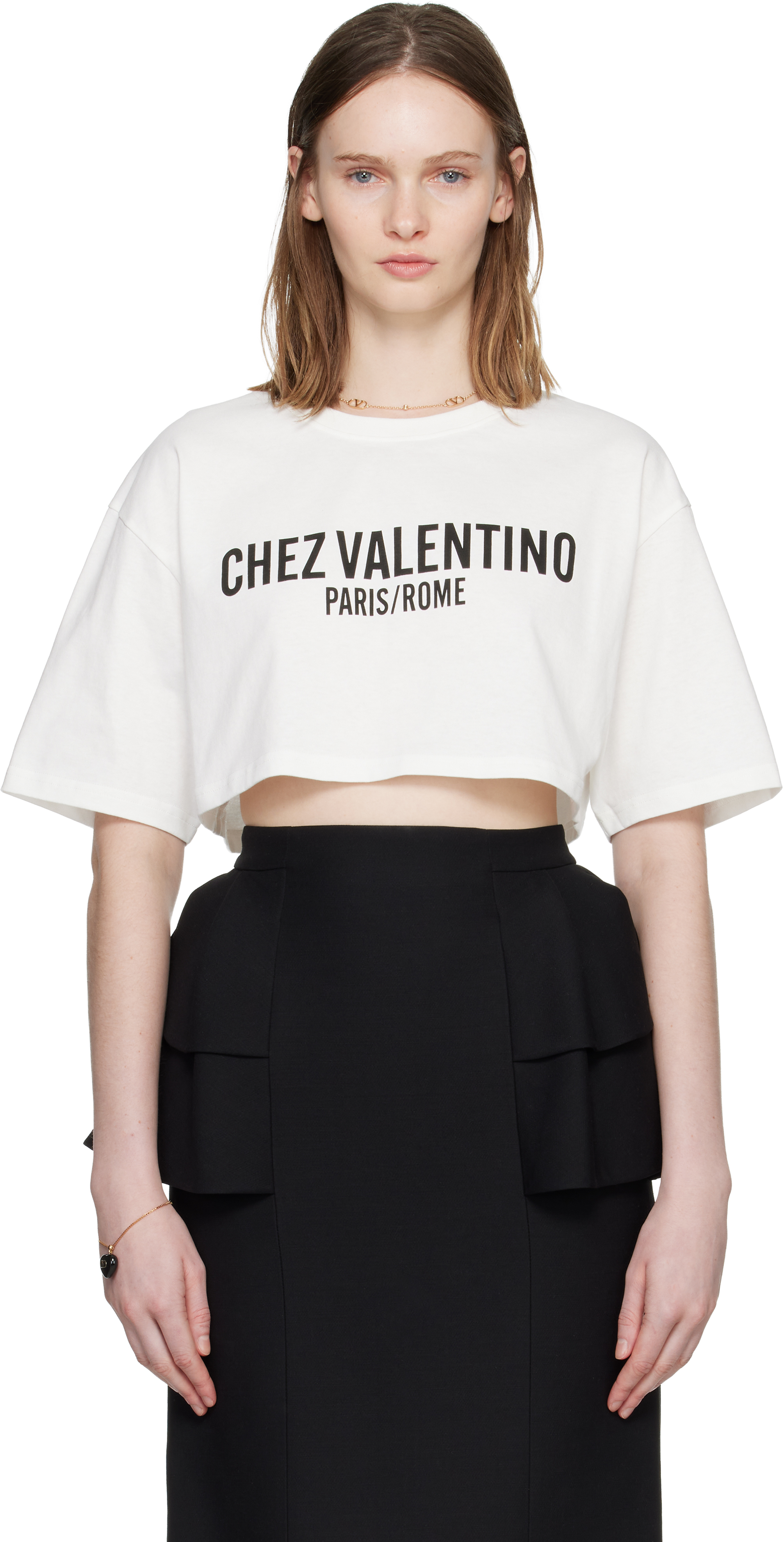 Valentino: White 'Chez Valentino' T-shirt | SSENSE