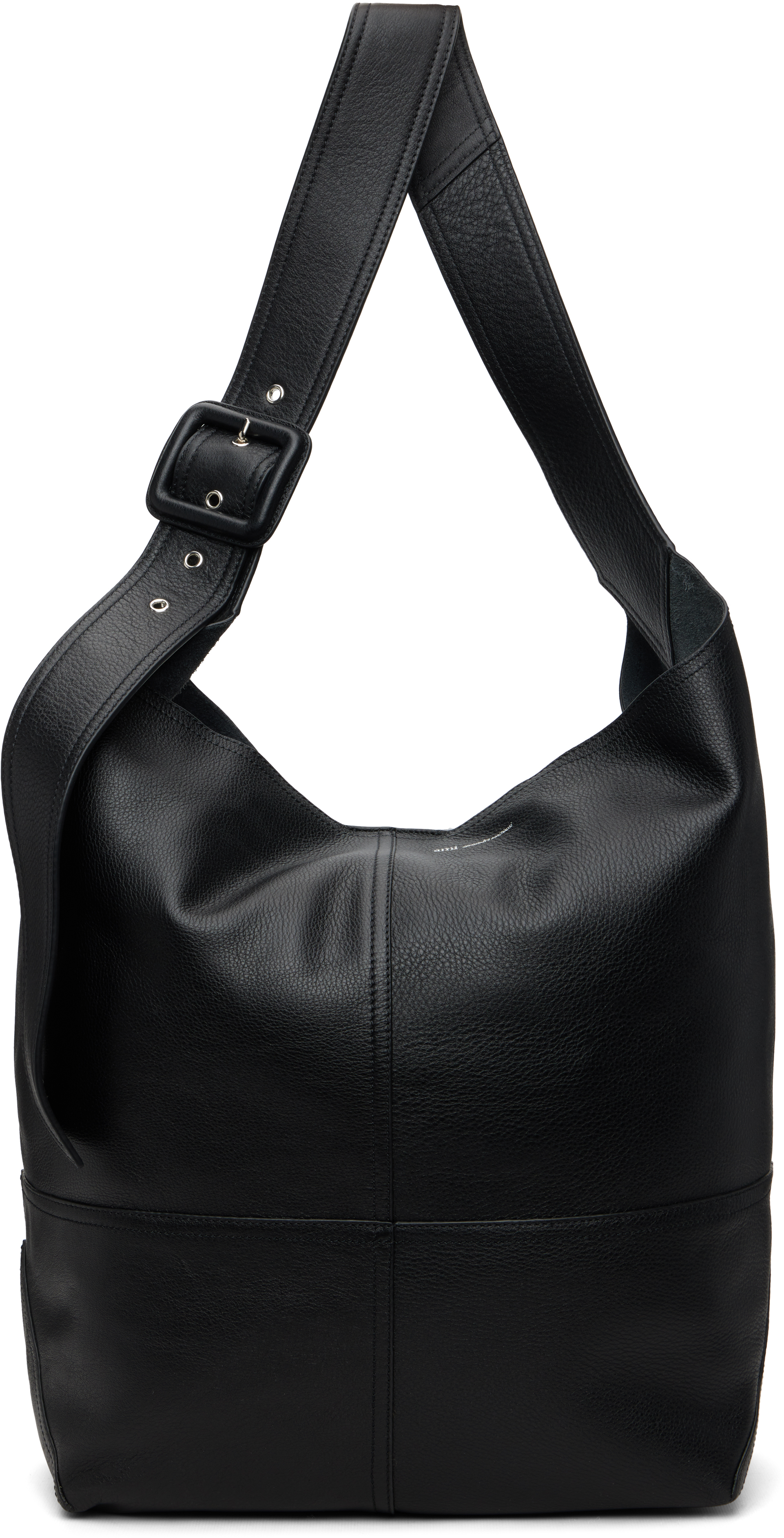 AMI Paris Black Taurillon Leather Etienne Crossbody Bag