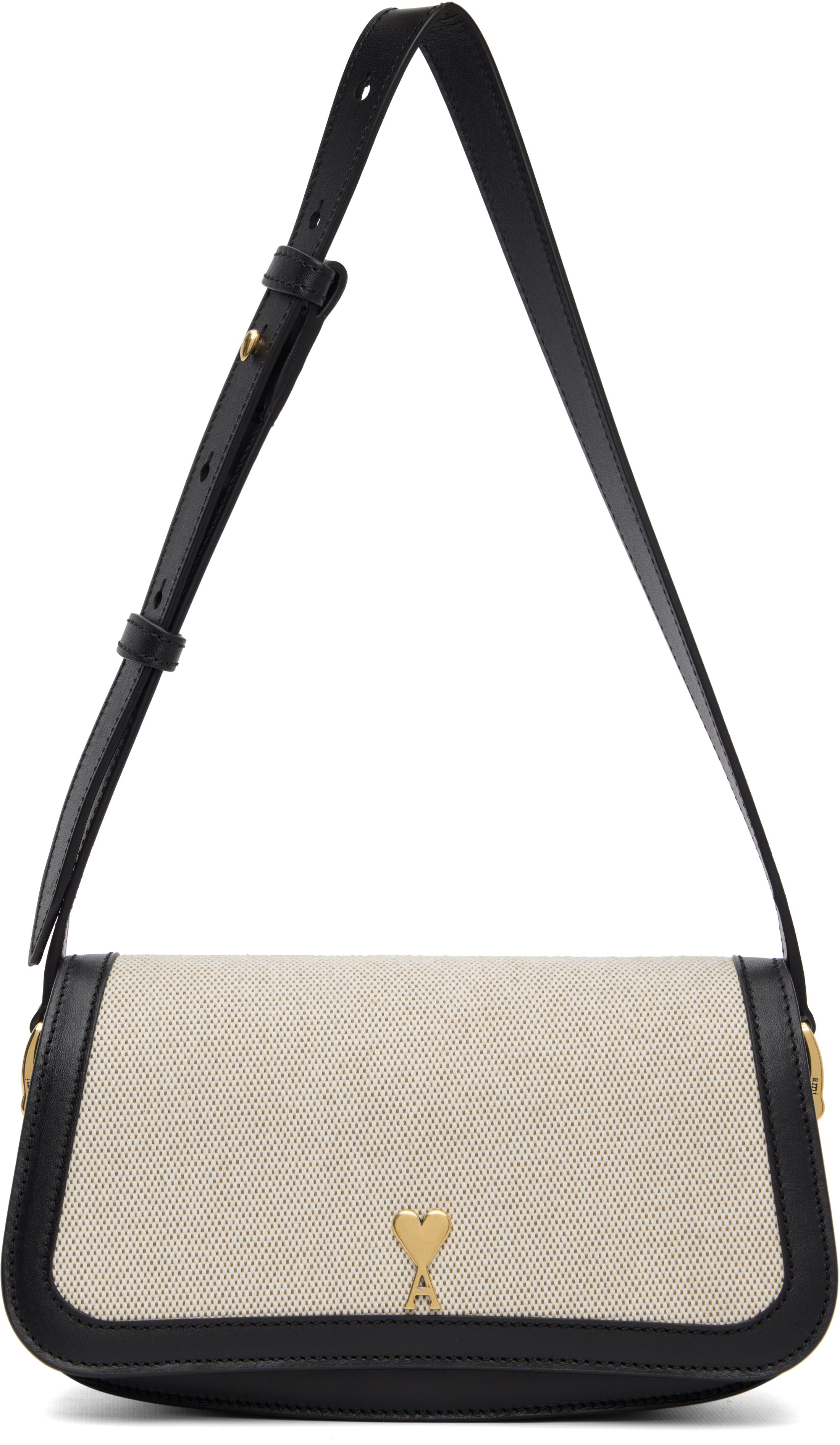 AMI Paris: ベージュ＆ブラック Paris Paris ショルダーバッグ 