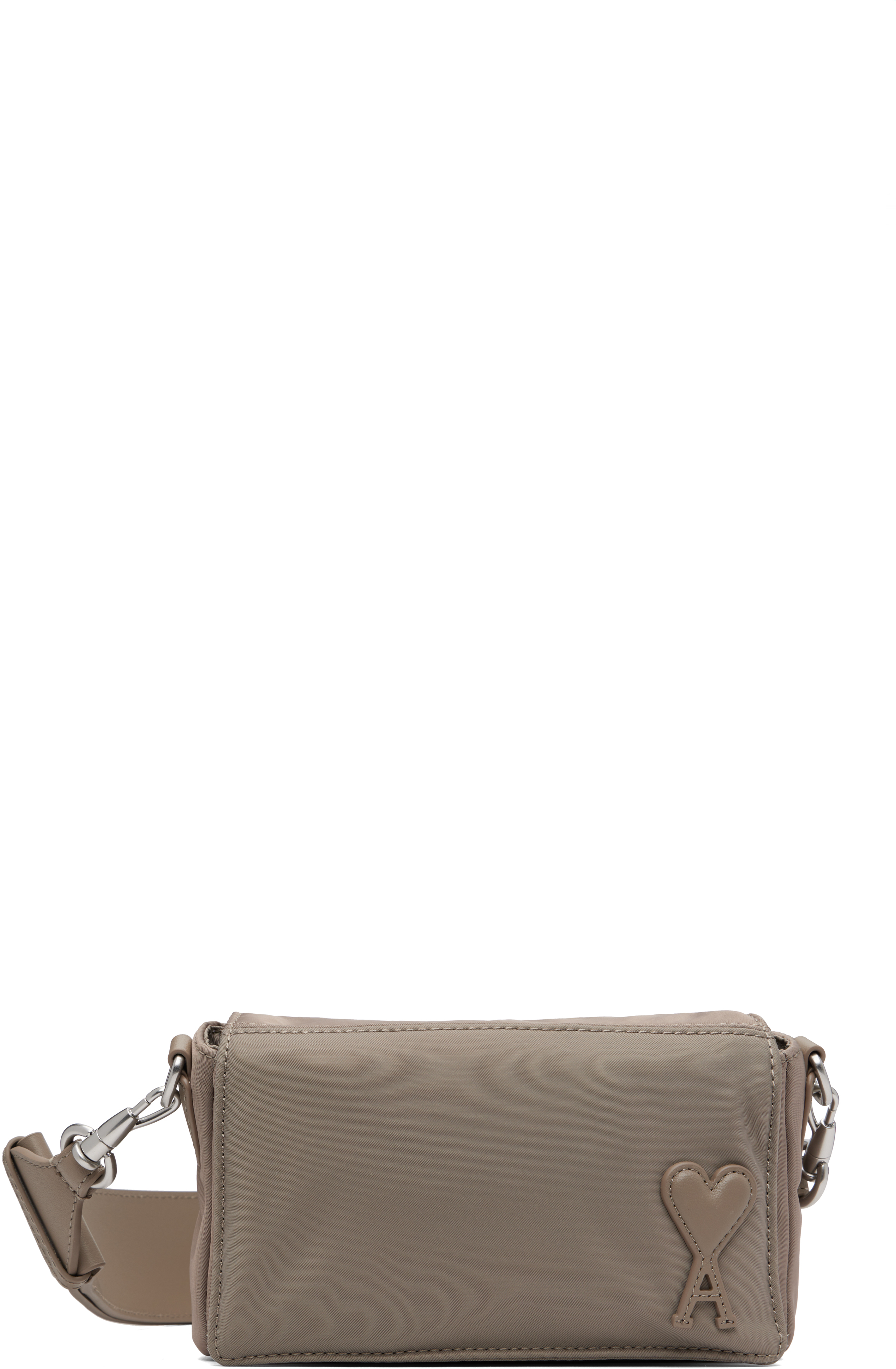 AMI Paris Taupe Nylon Marcel Lunch Box Bag