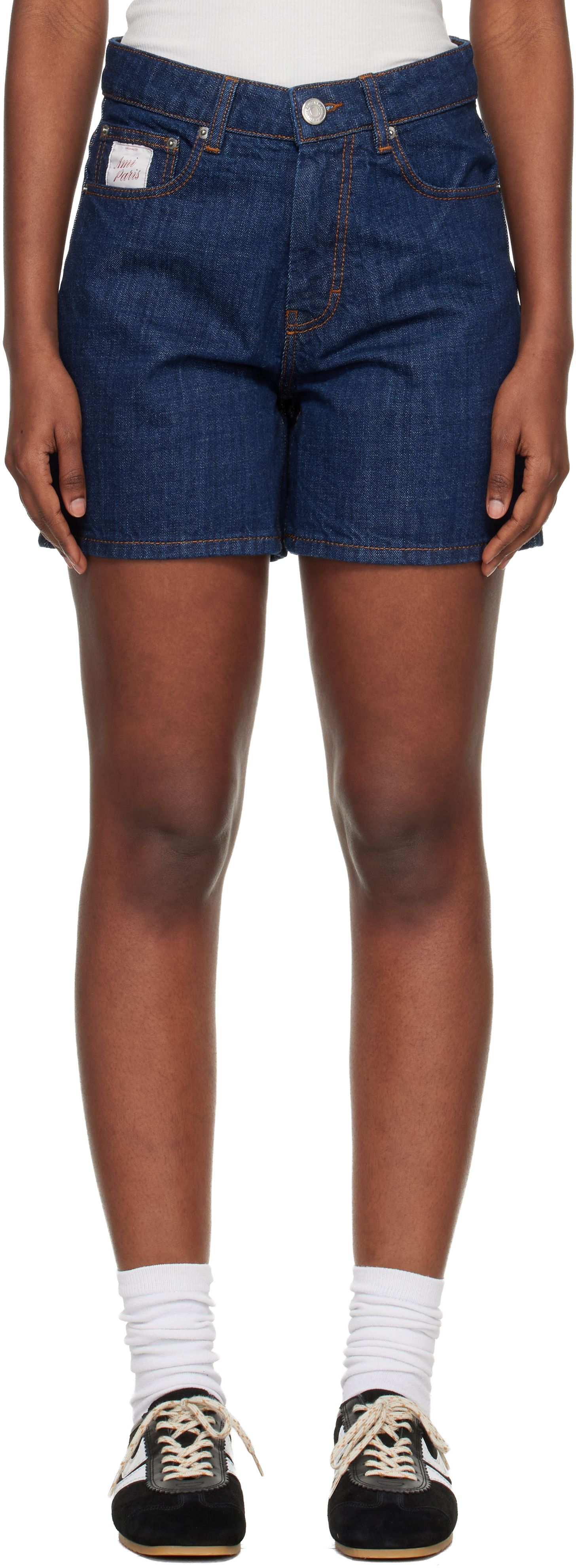 AMI Parisデニム ショートパンツ ブルー AMI Paris: ブルー Ami Paris Heritage コットン デニムショートパンツ