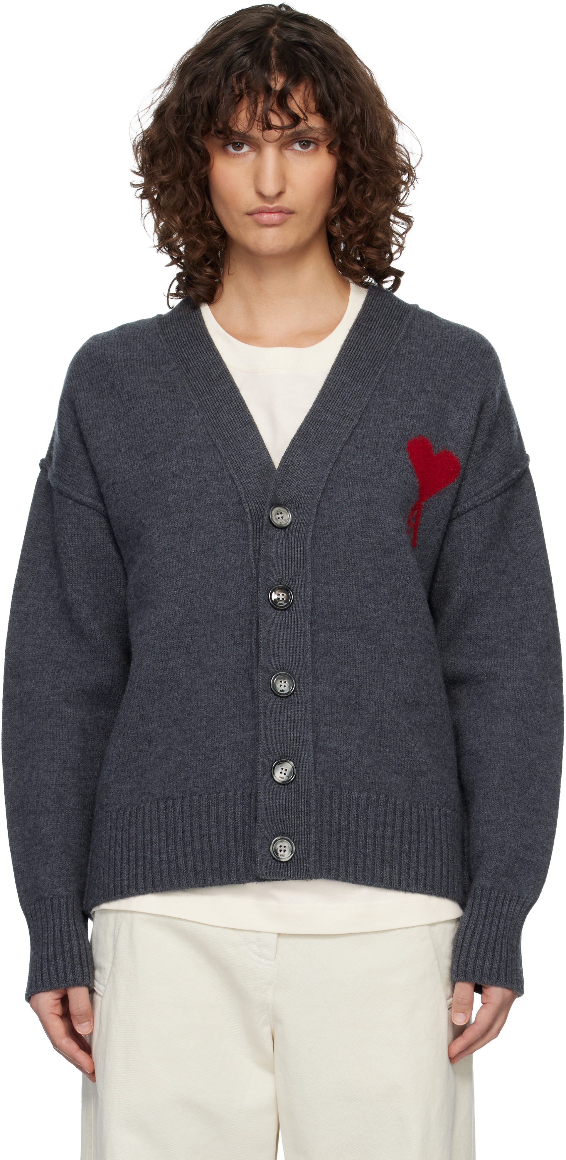Gray Wool Ami de Coeur Cardigan