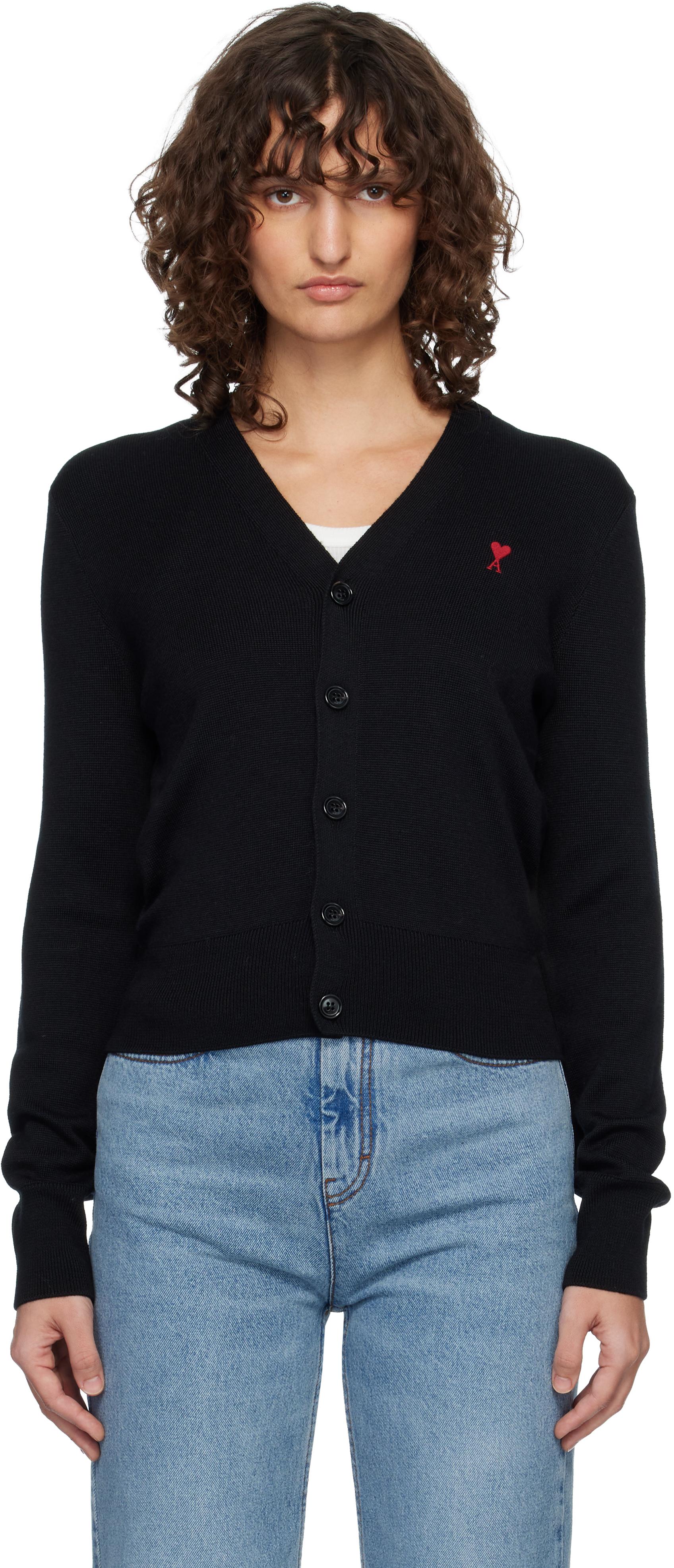 Black Wool Ami de Coeur Cardigan