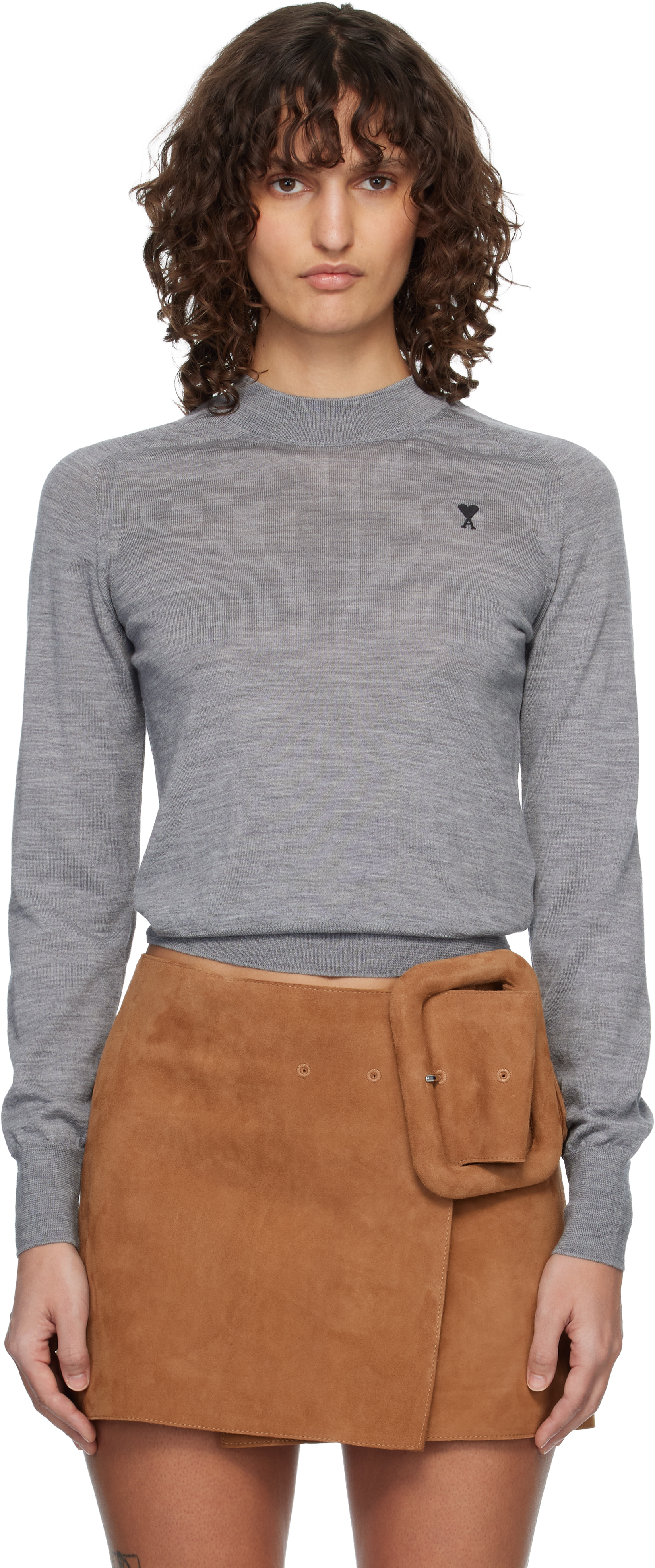 Gray Wool Crewneck Ami de Coeur Sweater