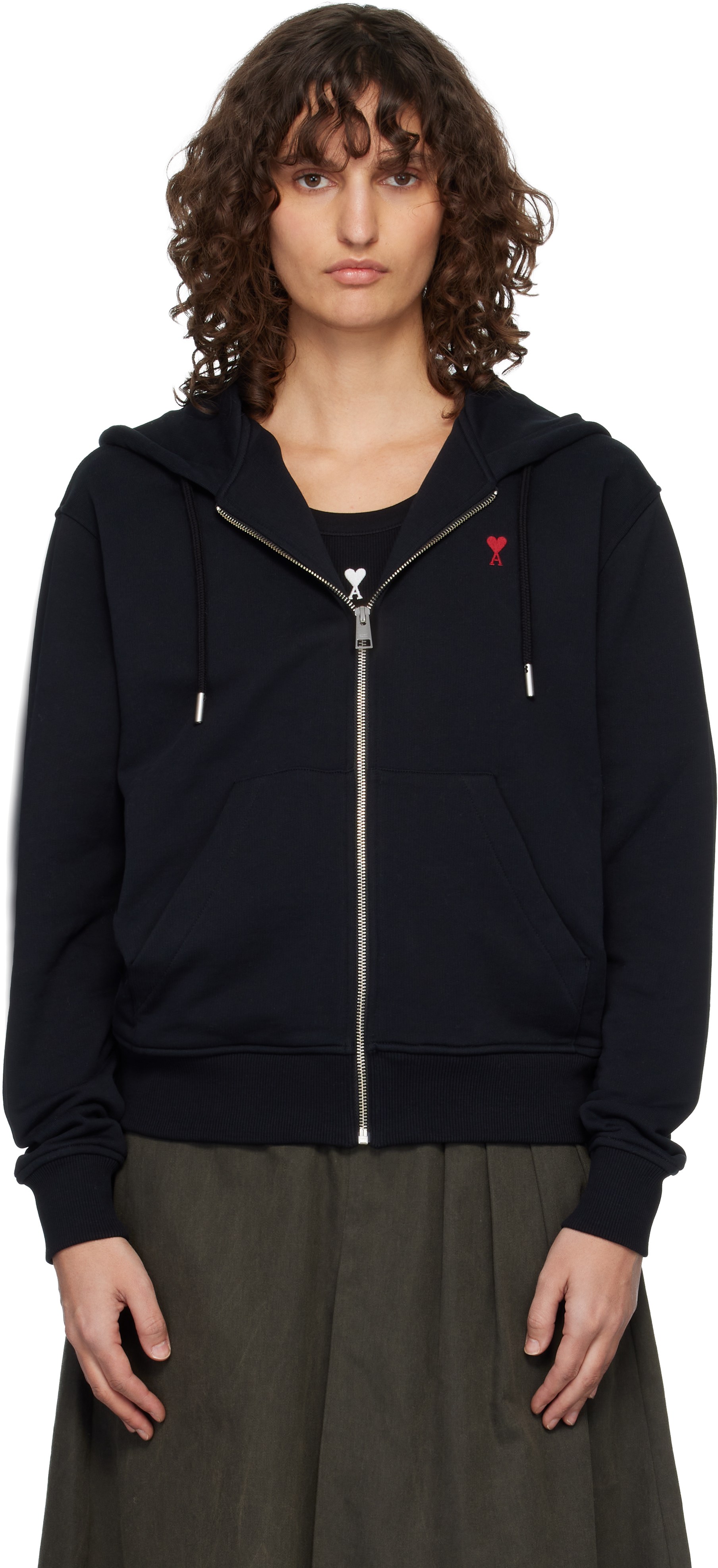 Black Ami de Coeur Zipped Hoodie