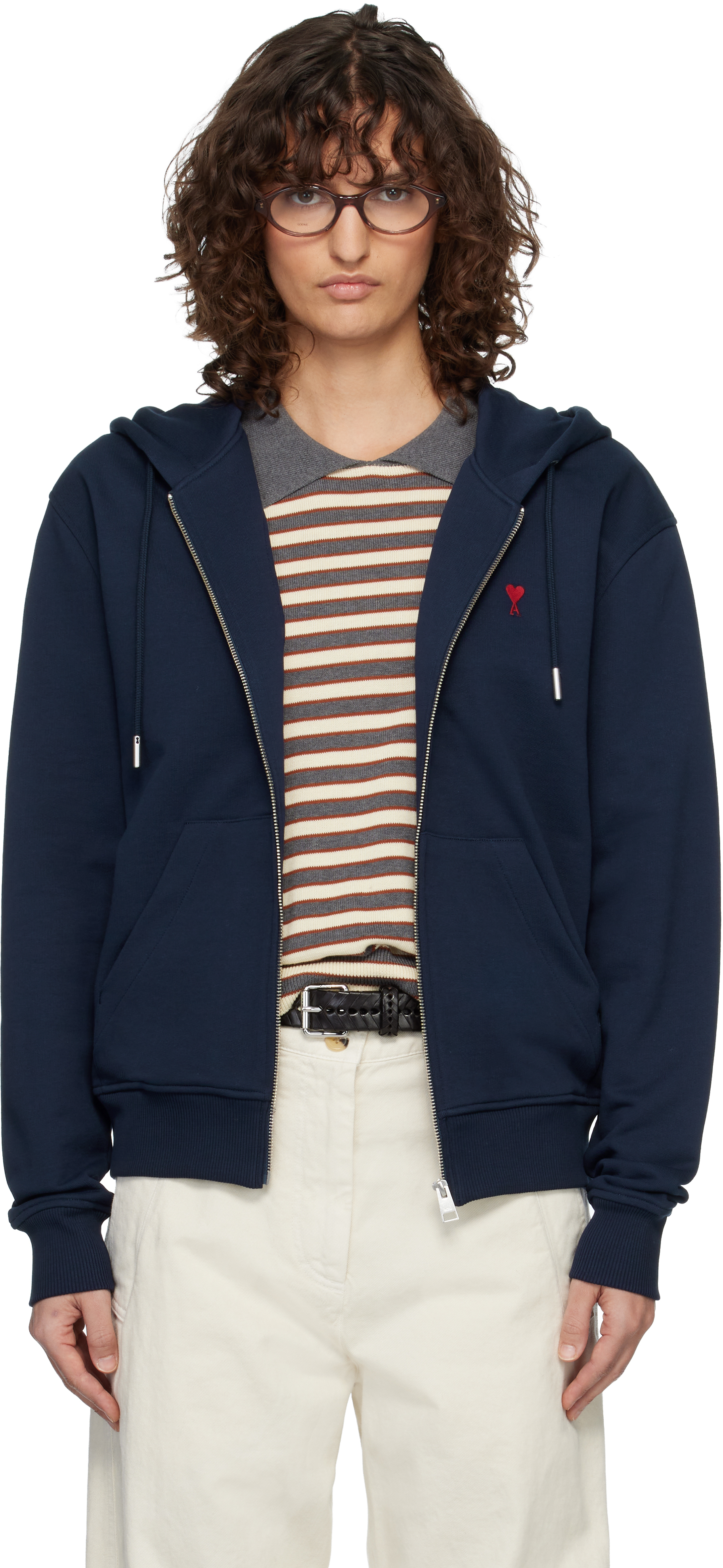 Navy Ami de Coeur Zipped Hoodie