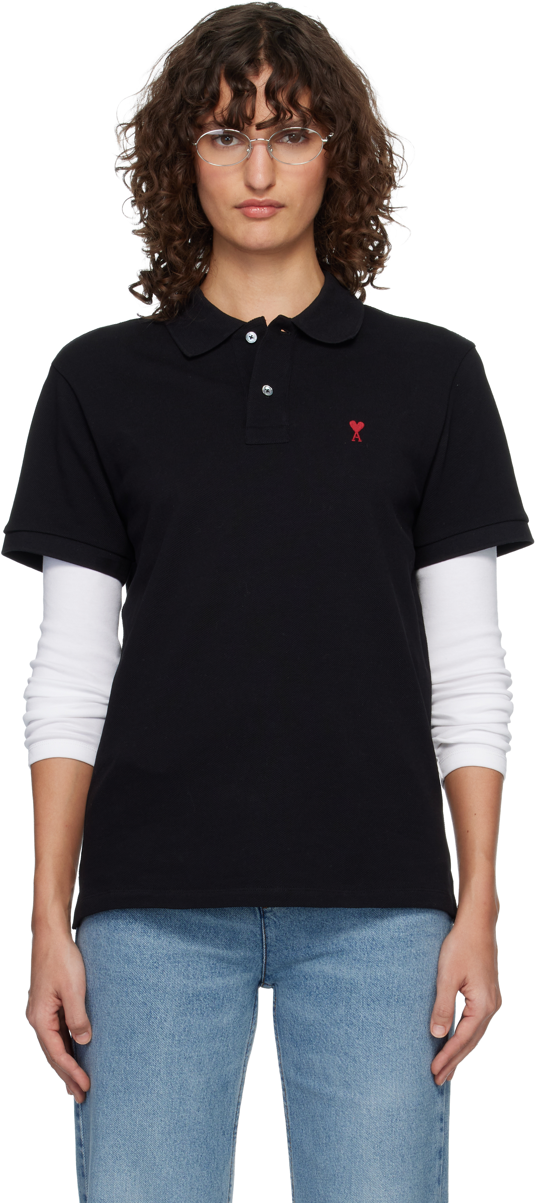 Black Cotton Ami de Coeur Polo