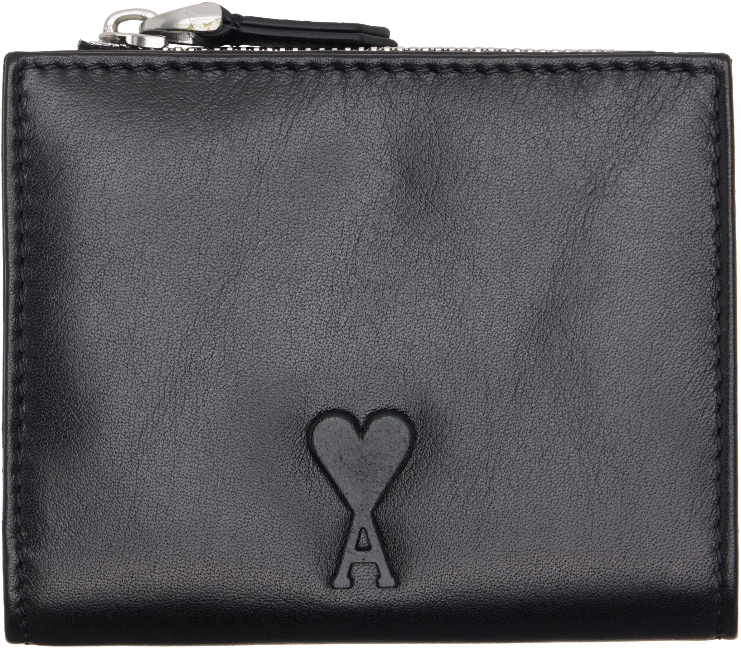 AMI Paris Black Cowhide Leather 'Voulez-Vous' Folded Wallet