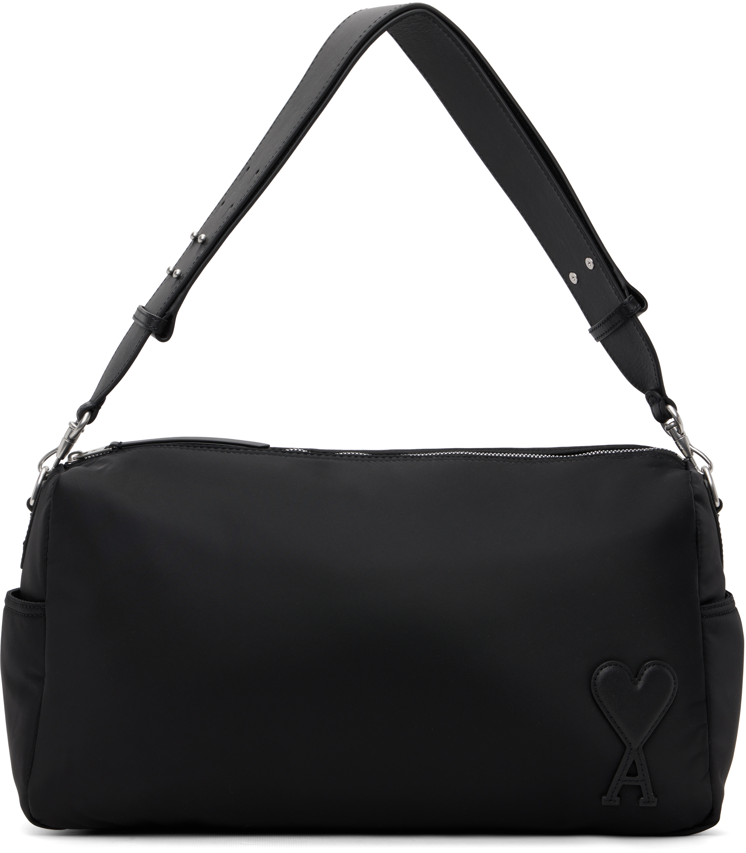 AMI Paris Black Nylon Marcel Large Duffle Bag