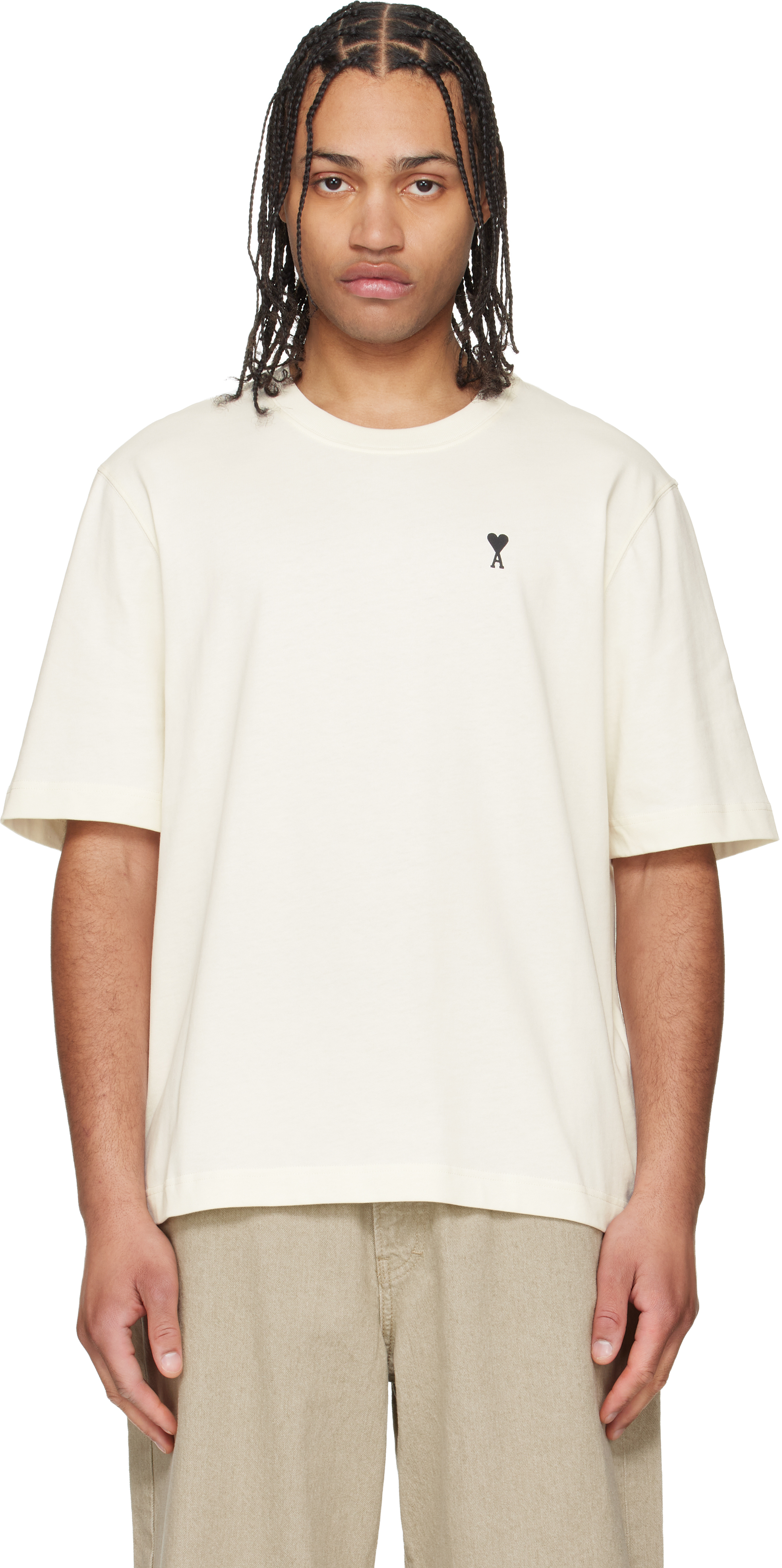 AMI Paris: White Cotton Place des Victoires Print T-shirt | SSENSE