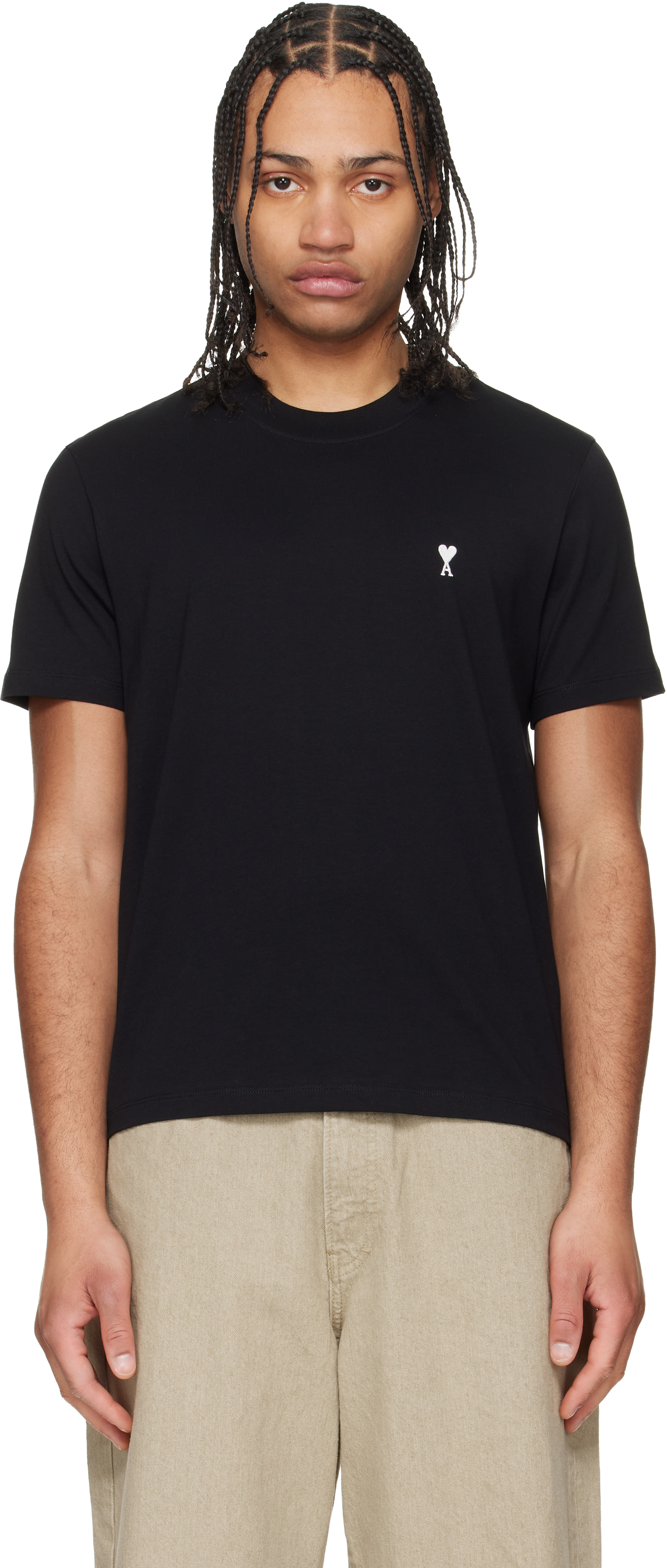 Black Cotton Ami de Coeur T-shirt by AMI Paris on Sale