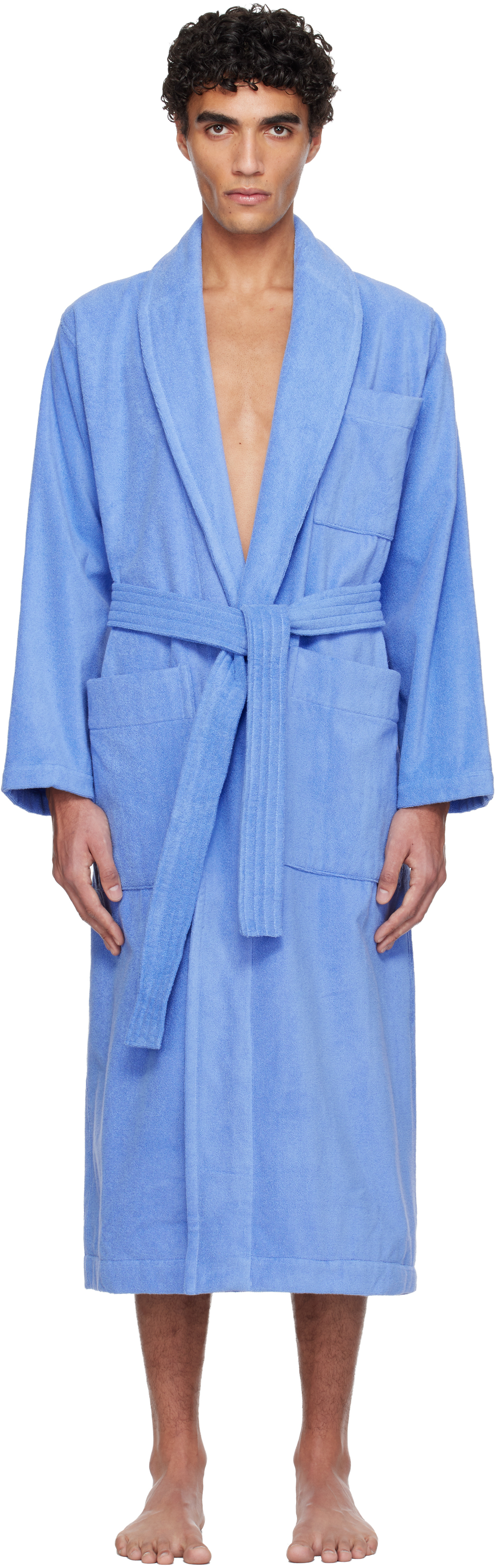 Tekla: ブルー Classic テリークロス バスローブ | SSENSE 日本