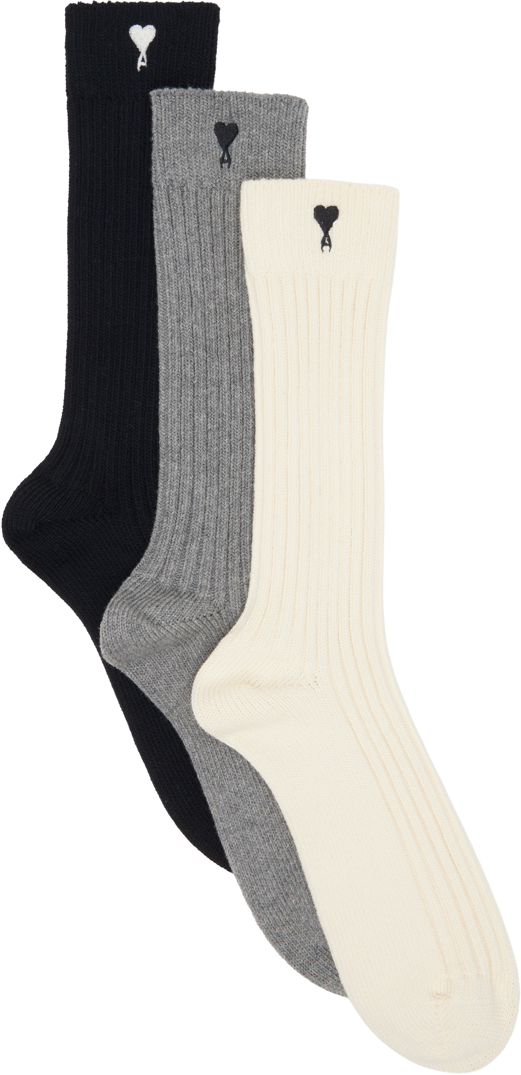 【新品未使用品】Ami Paris ソックス3足組 USC003 AMI Paris: マルチカラー Ami de Coeur ソックス 3足セット | SSENSE 日本