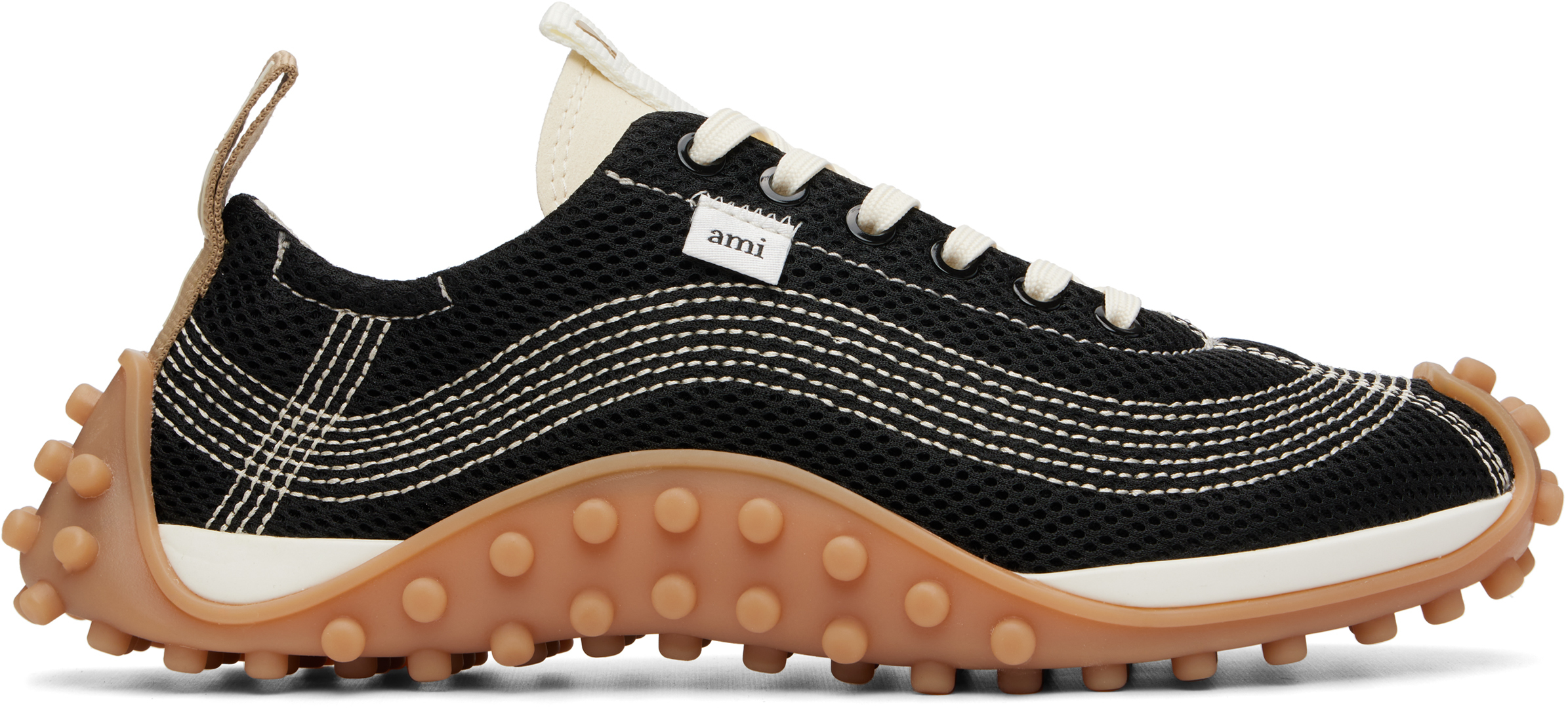 AMI Paris Black Mirage Mesh Sneakers