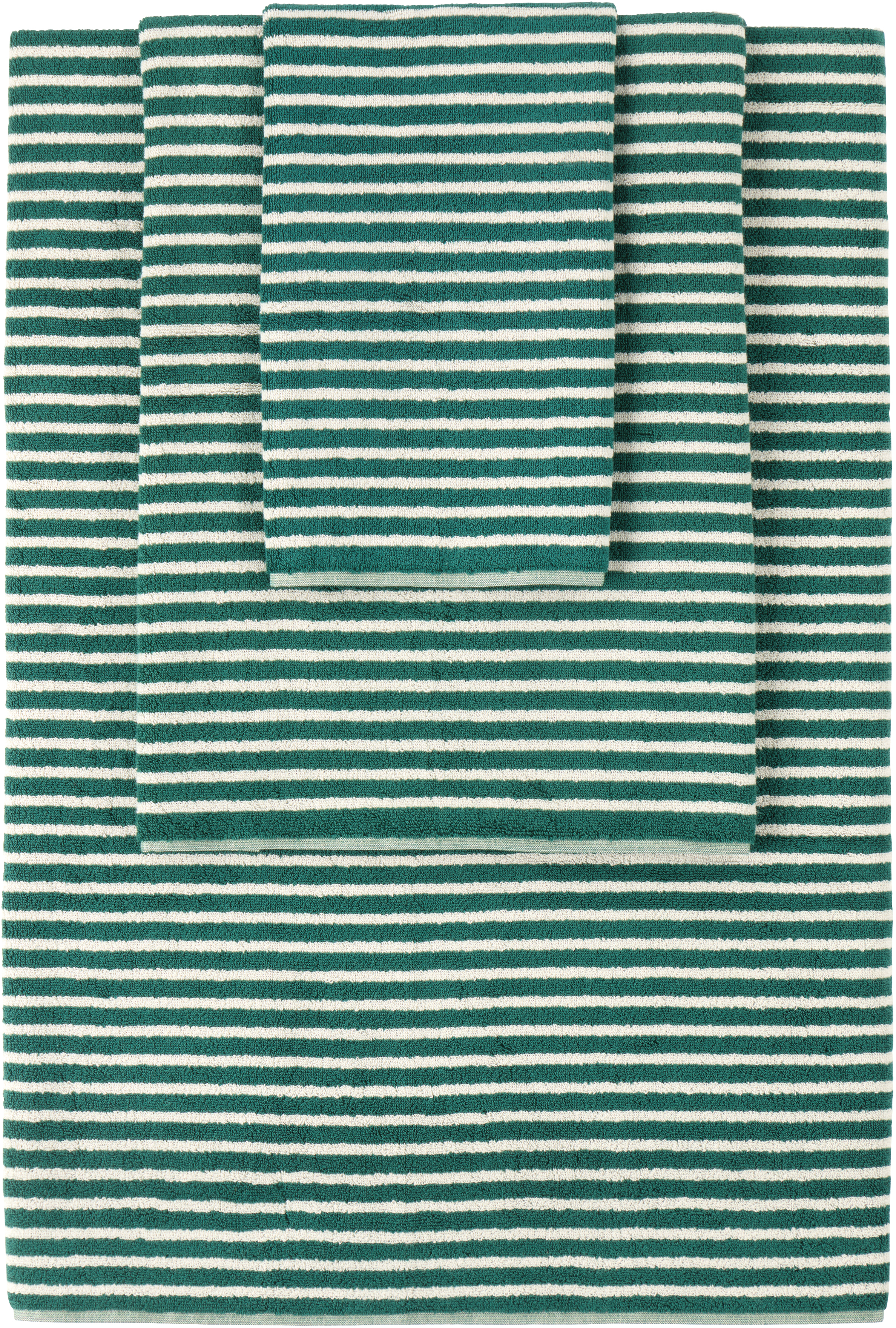 Green Striped Towel Set, 3 pcs