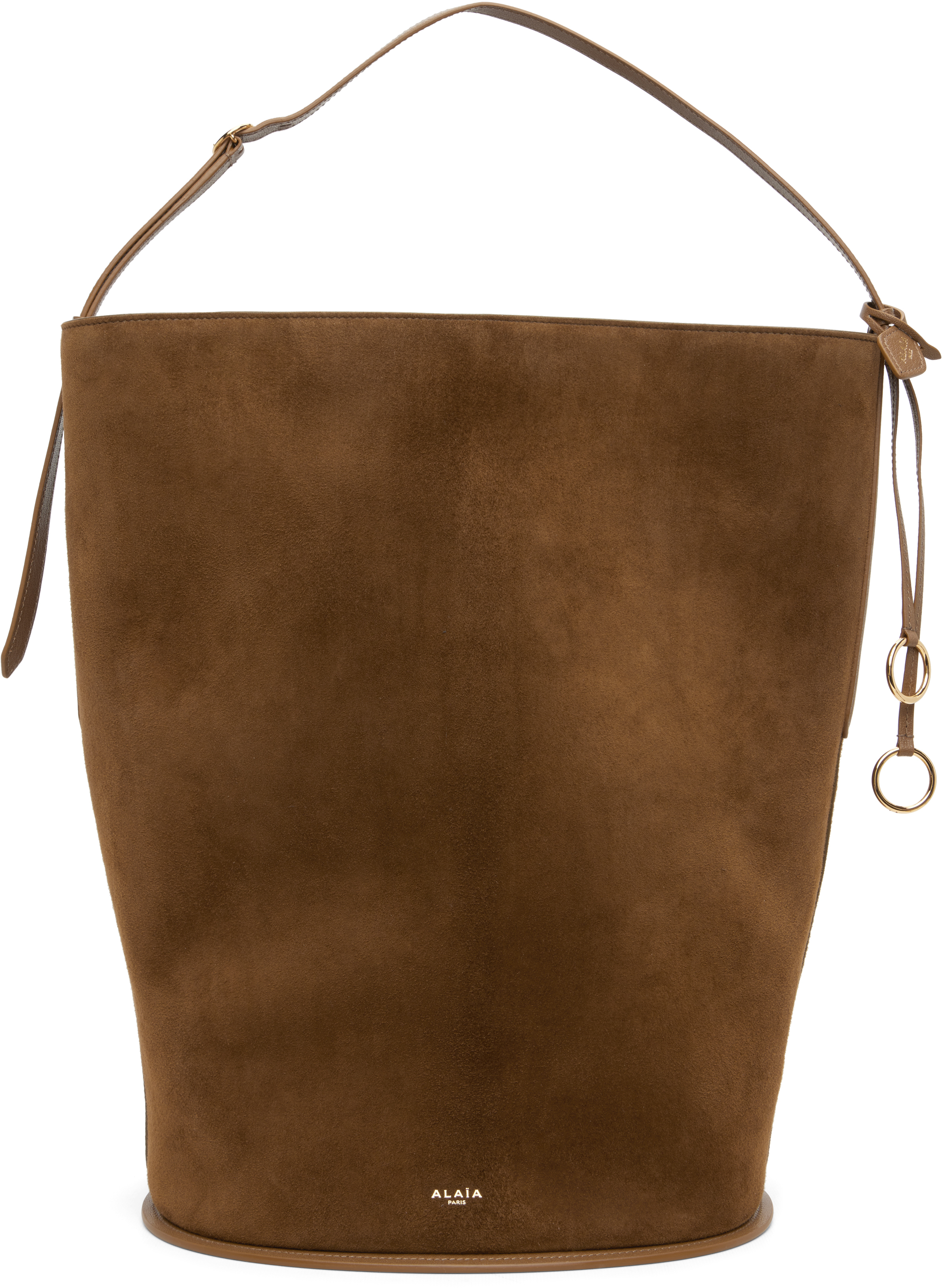 ALAÏA Khaki Hip Large Bucket Bi-Material Bag