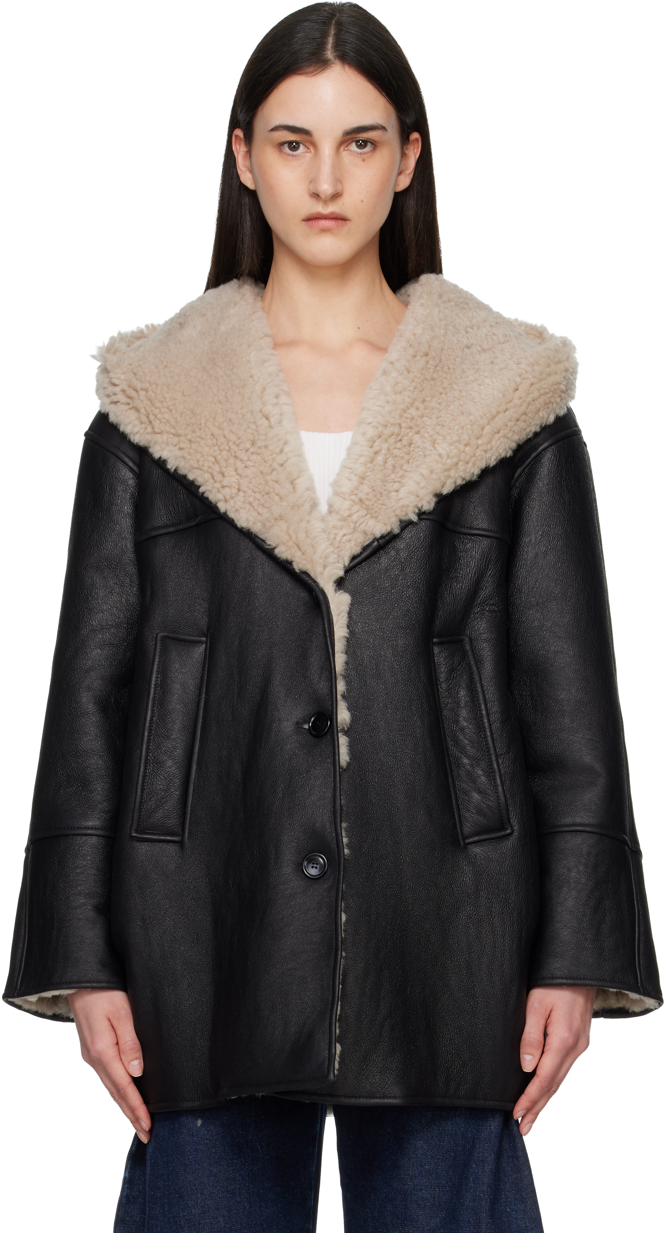 ALAÏA: ブラック シアリング フード付き ジャケット | SSENSE 日本