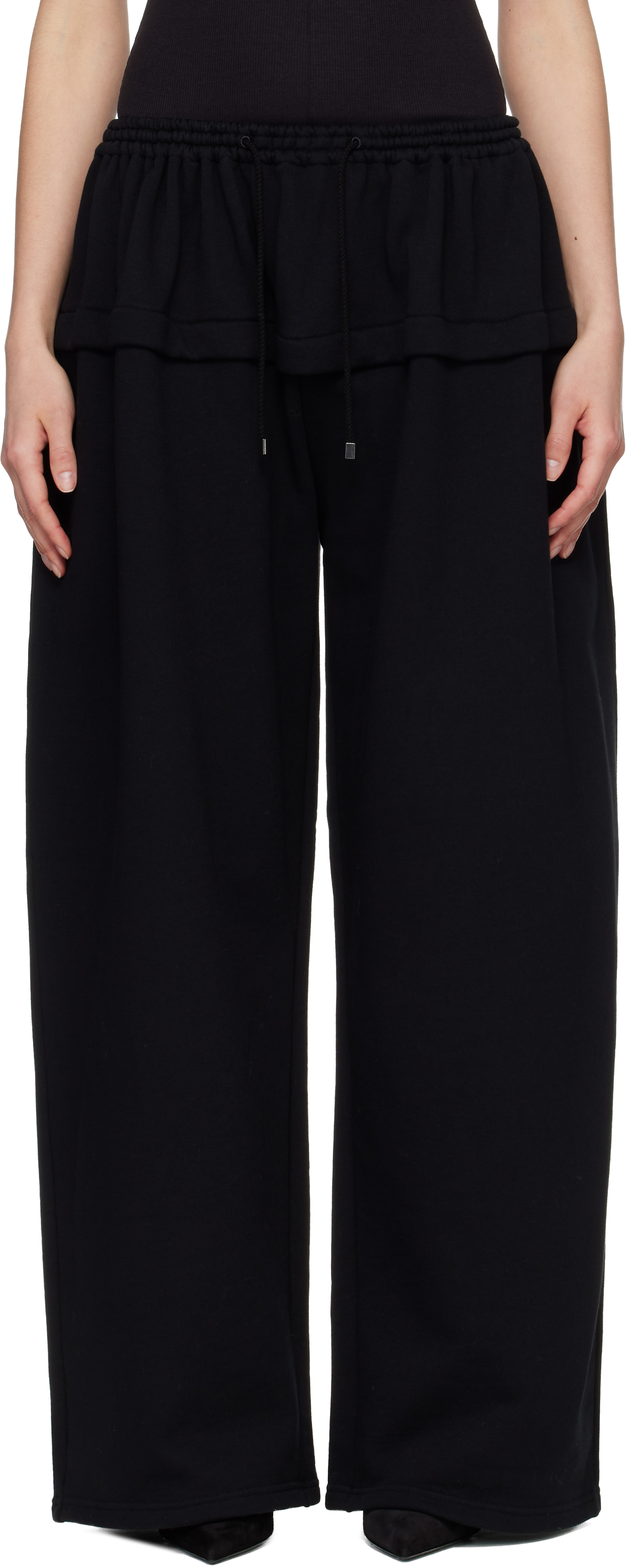 ALAÏA Black Peplum Fleece Lounge Pants