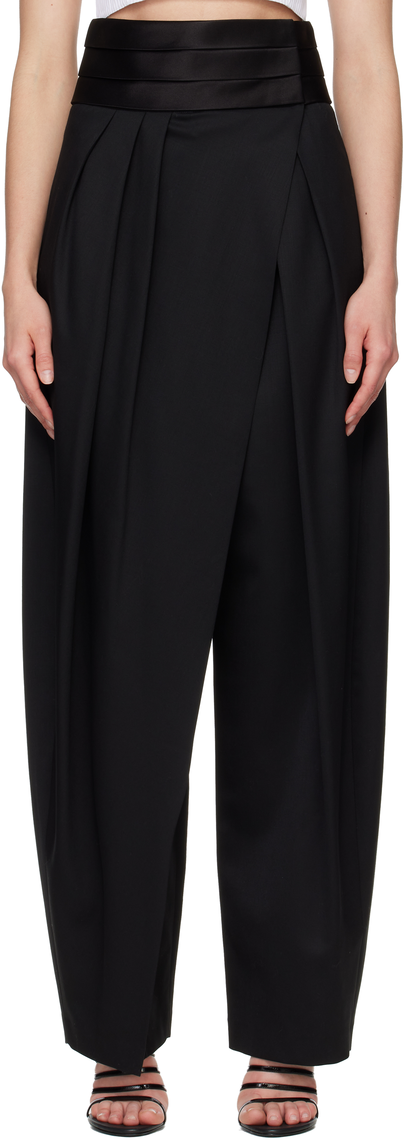 ALAÏA Black Tux Round Wool Trousers