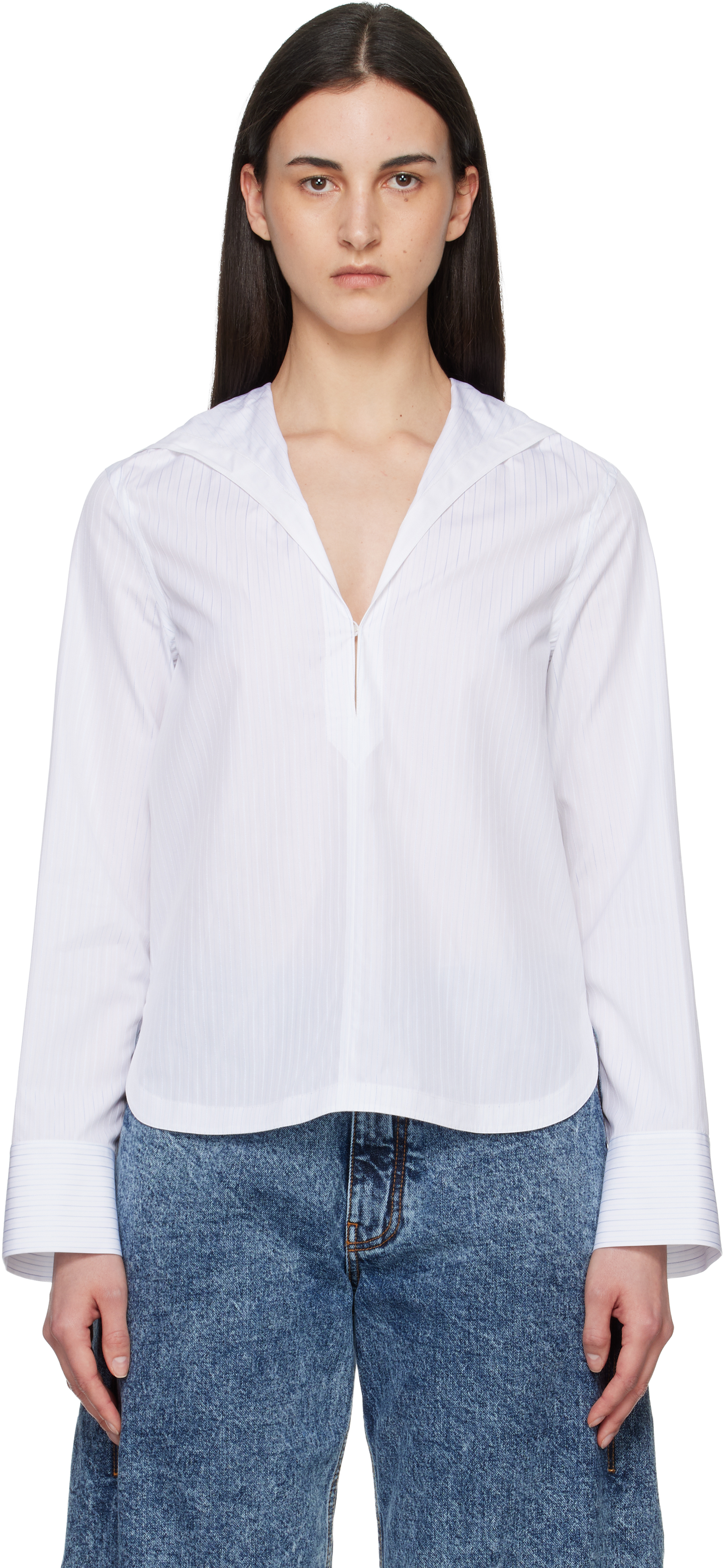 ALAÏA White Hooded Poplin Shirt