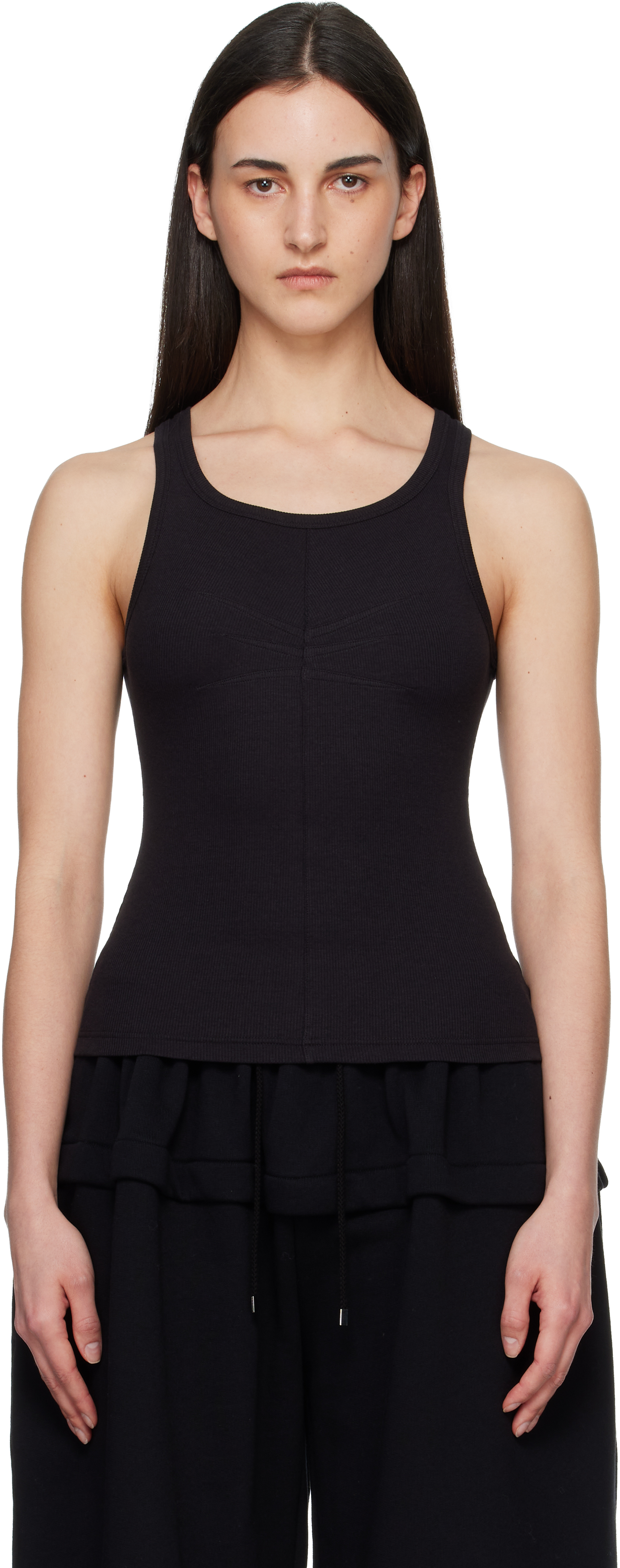 ALAÏA Black Darts Cotton Tank Top