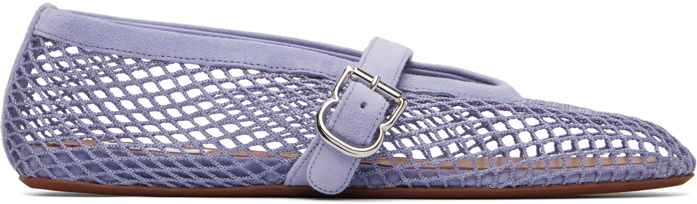 ALAÏA Purple Fishnet Ballerina Flats